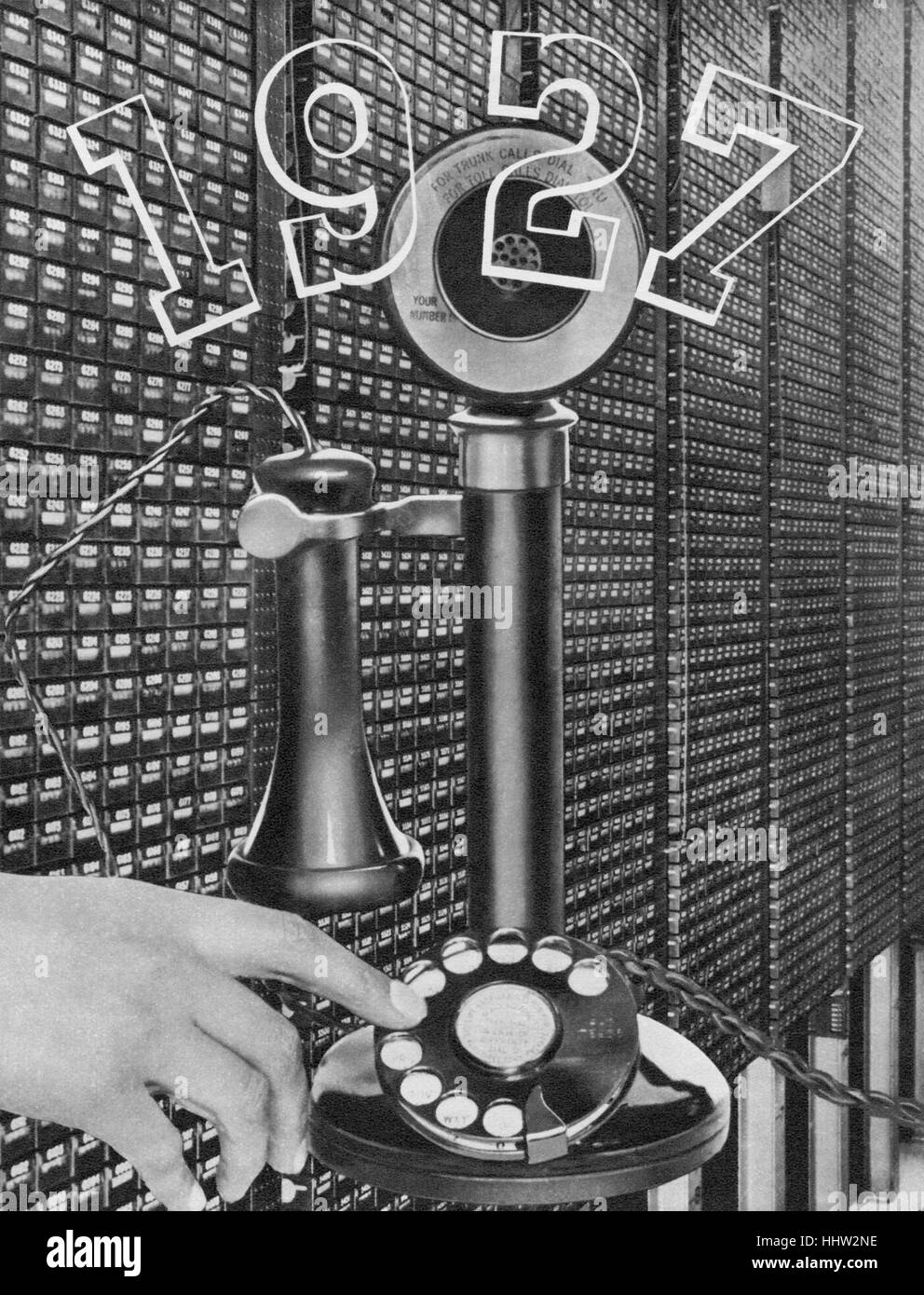 Primo telefono automatico scambio aperto a Holborn, Londra, 1927 Foto Stock