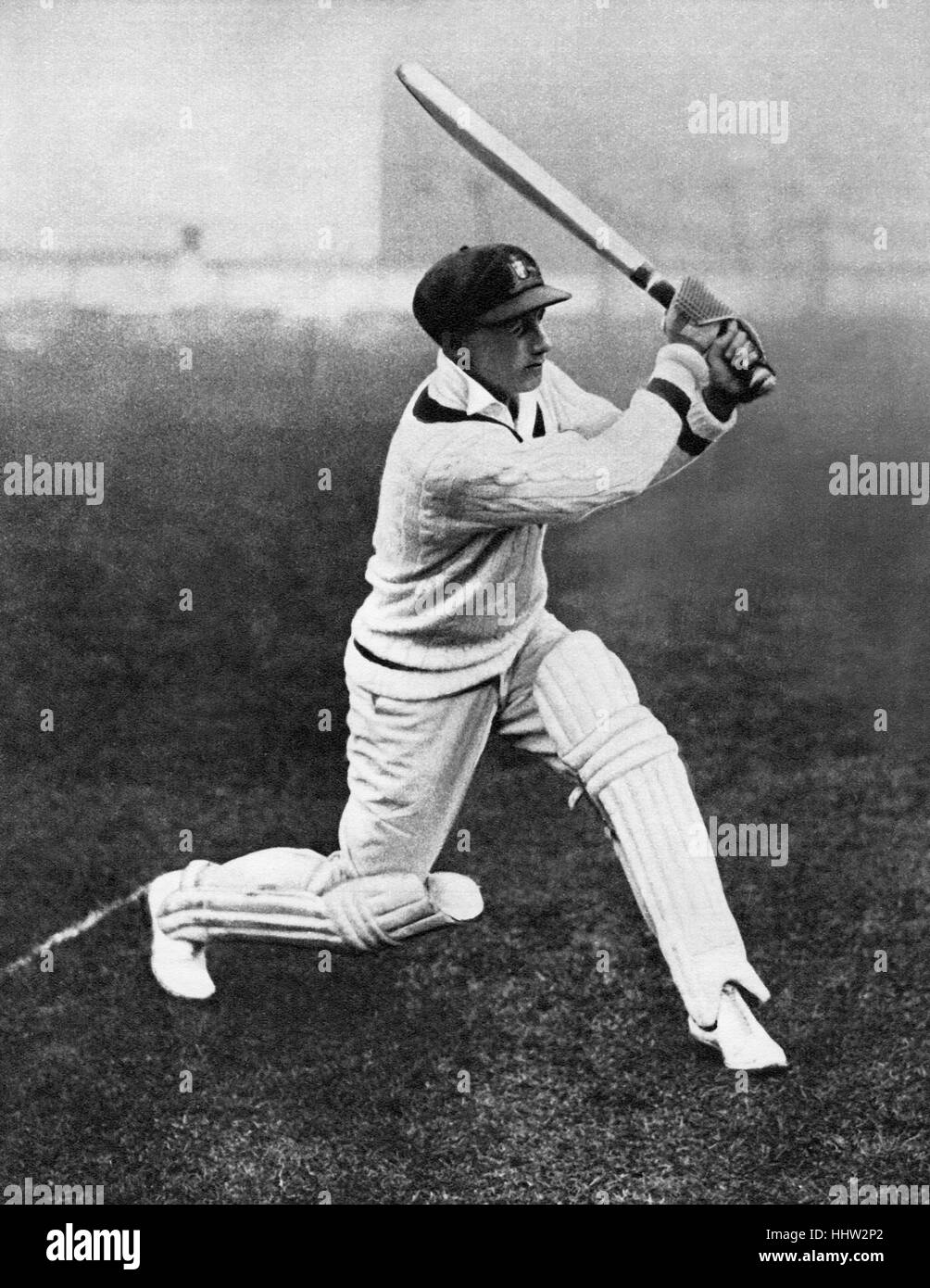 Don Bradman (27 agosto 1908 - 25 febbraio 2001), battere i record di Australian cricketer, giocando al Lords nel 1930, dove ha fatto Foto Stock