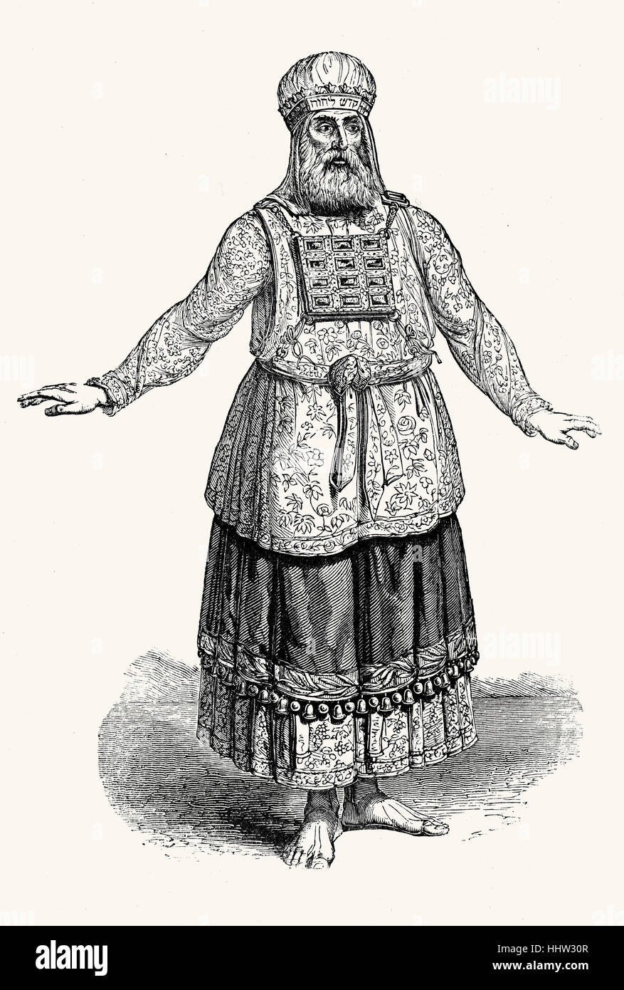 Costume di un Aaronite sommo sacerdote di Israele del XIX secolo incisione. Foto Stock
