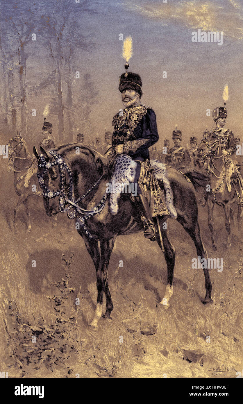 Il re Edoardo VII come colonnello in capo del decimo ussari, 1902. Dalla pittura da Koekkoek. Foto Stock