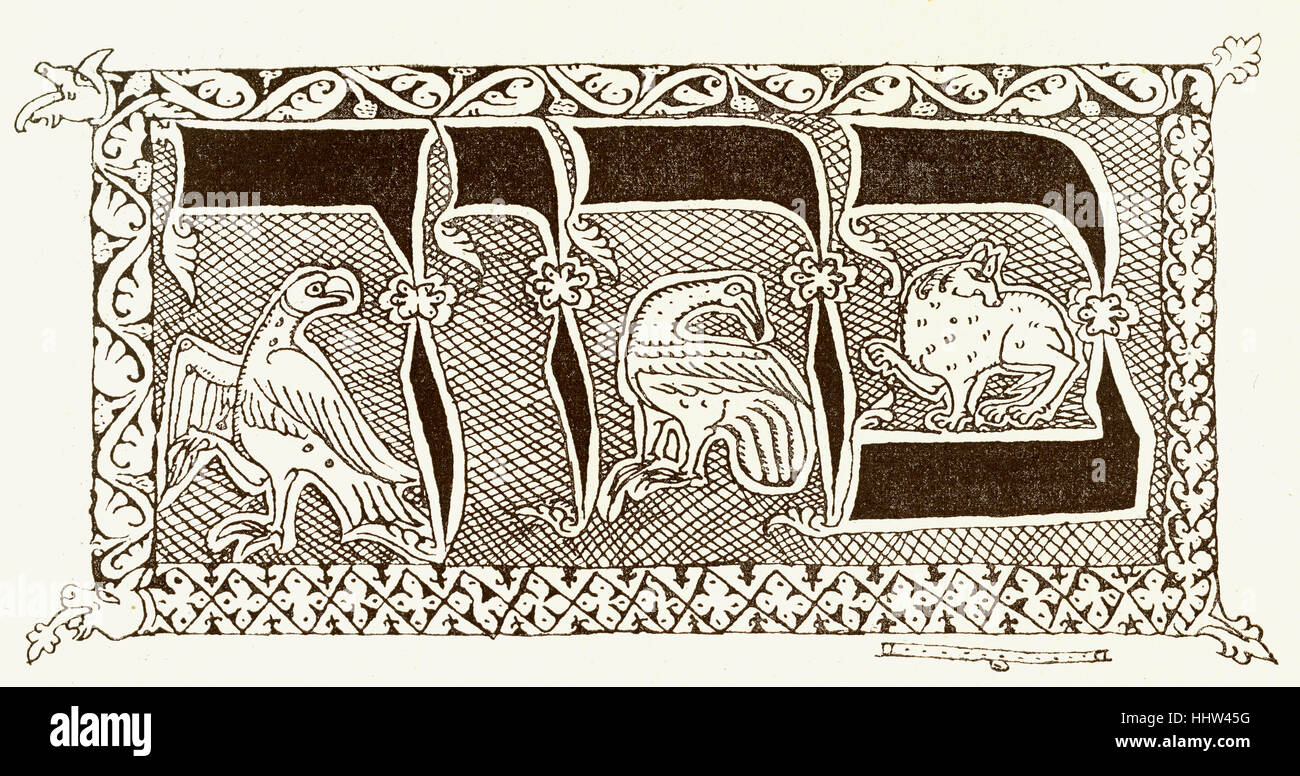 Kabbalist / cabalistica simboli disegnati intorno alla parola ebraica "barukh" (Benedetto), uno degli attributi di Dio. Xiii secolo Foto Stock