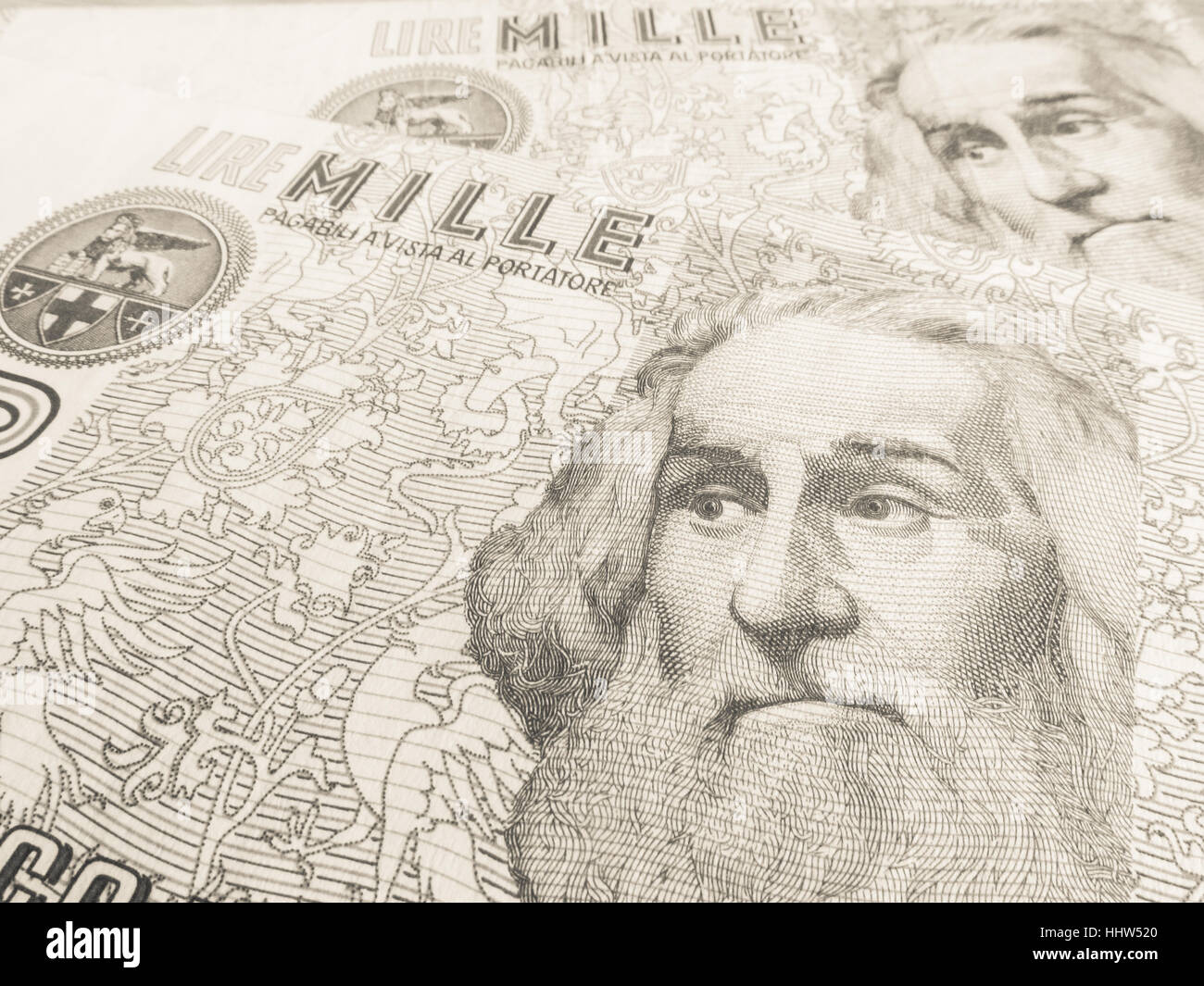 Marco Polo su un 1000 Lire vecchio bill Foto stock - Alamy