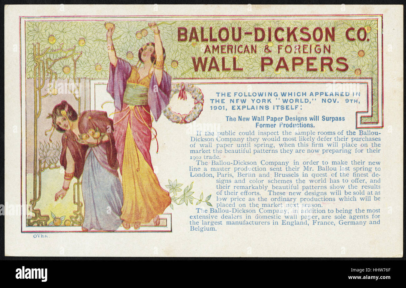 Ballou-Dickson Co. American & stranieri wall papers (anteriore) - Arredamenti per la casa Scambio di carte Foto Stock
