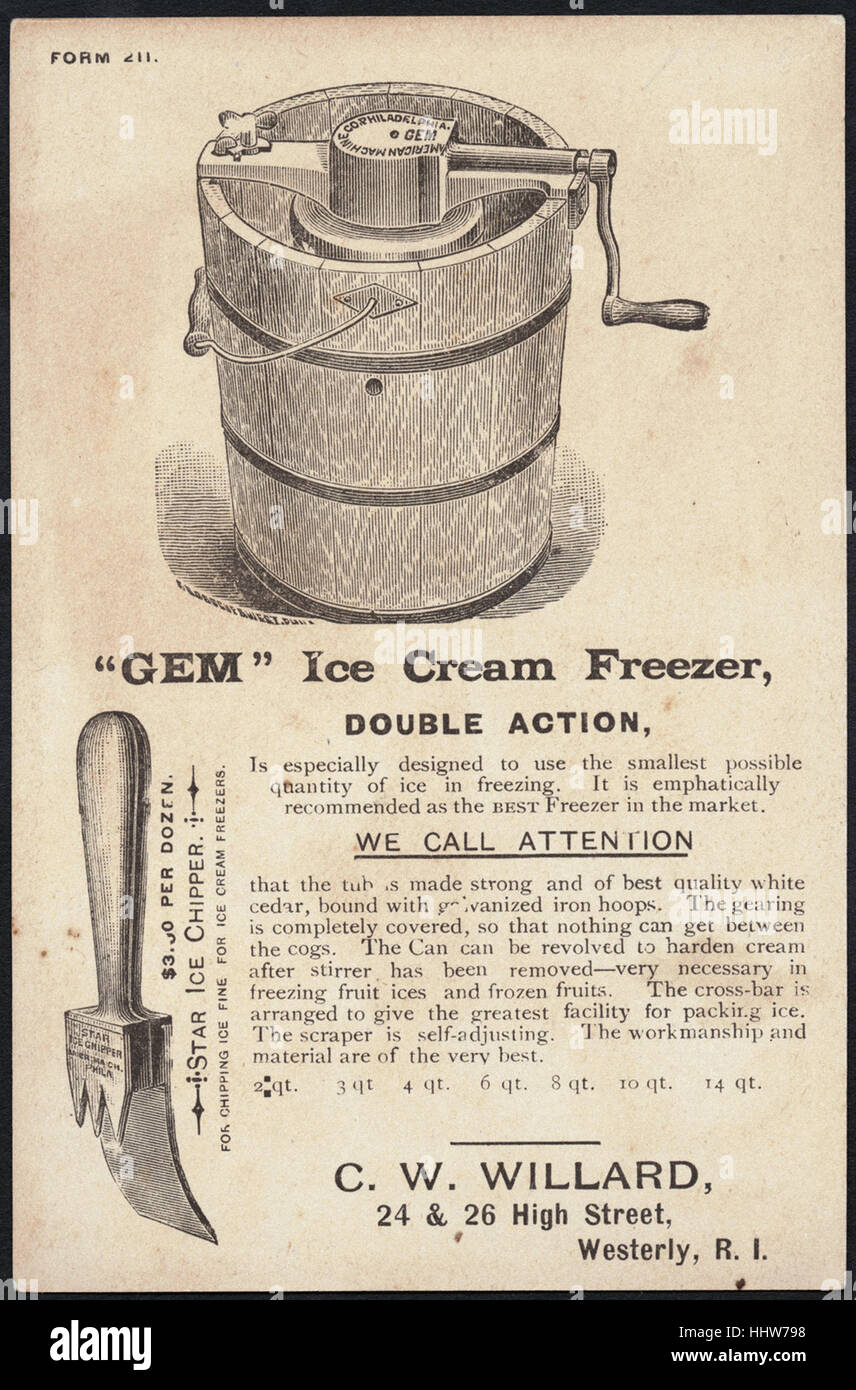 La macchina americana Co. di gelati, congelatori, Philadelphia (retro) - Arredamenti per la casa Scambio di carte Foto Stock
