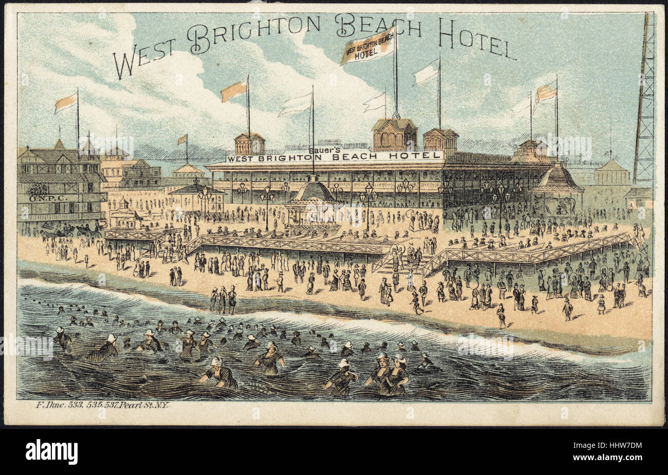 Ad ovest la spiaggia di Brighton Hotel [Anteriore] - Tempo libero, di lettura e di viaggio carte commerciali Foto Stock