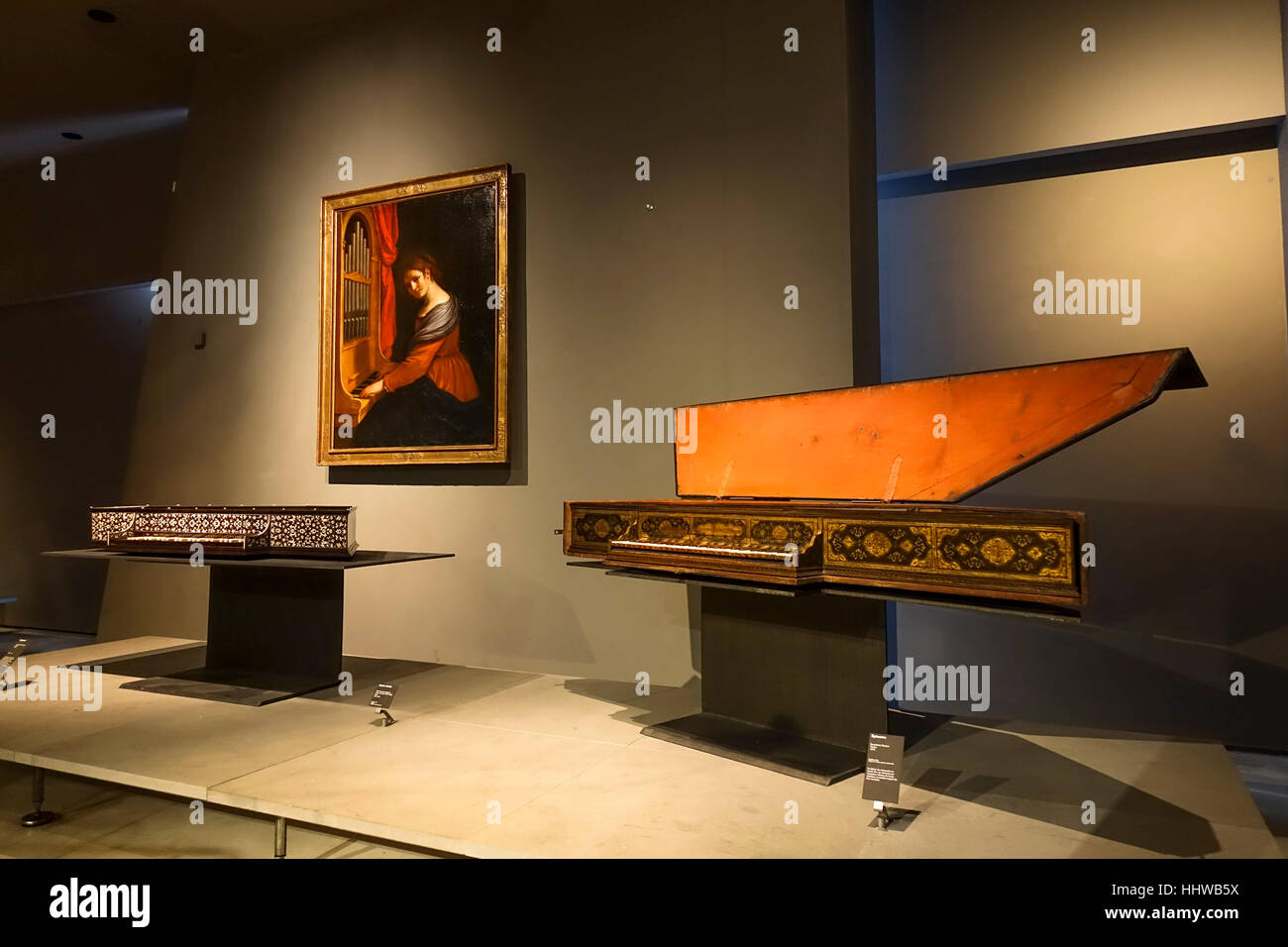 Classici strumenti musicali al Musee de la musique, Cité de la Musique , Parc de la Villette, Philharmonie 2, Francia. Foto Stock