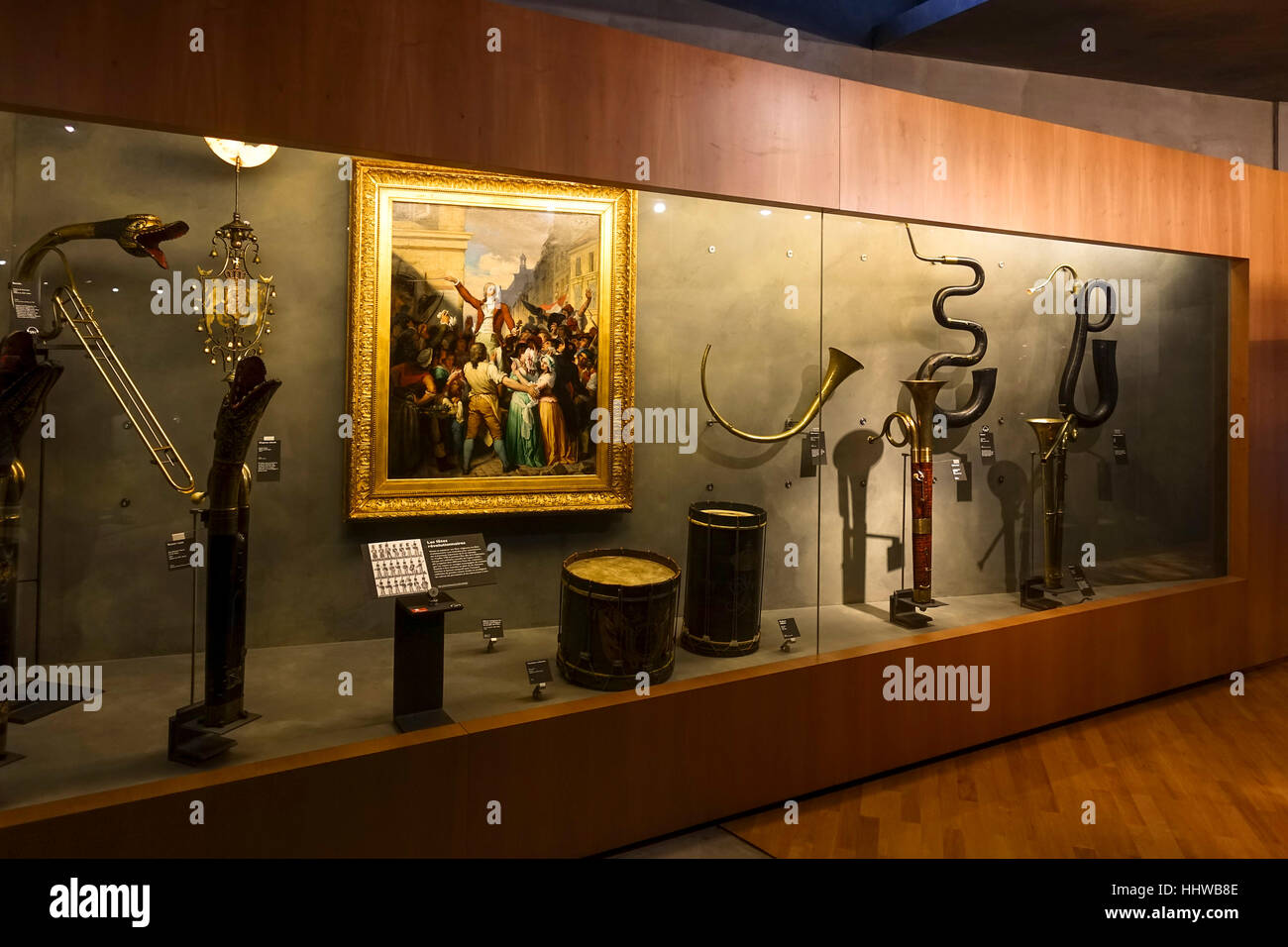 Classici strumenti musicali al Musee de la musique, Cité de la Musique , Parc de la Villette, Philharmonie 2, Francia. Foto Stock