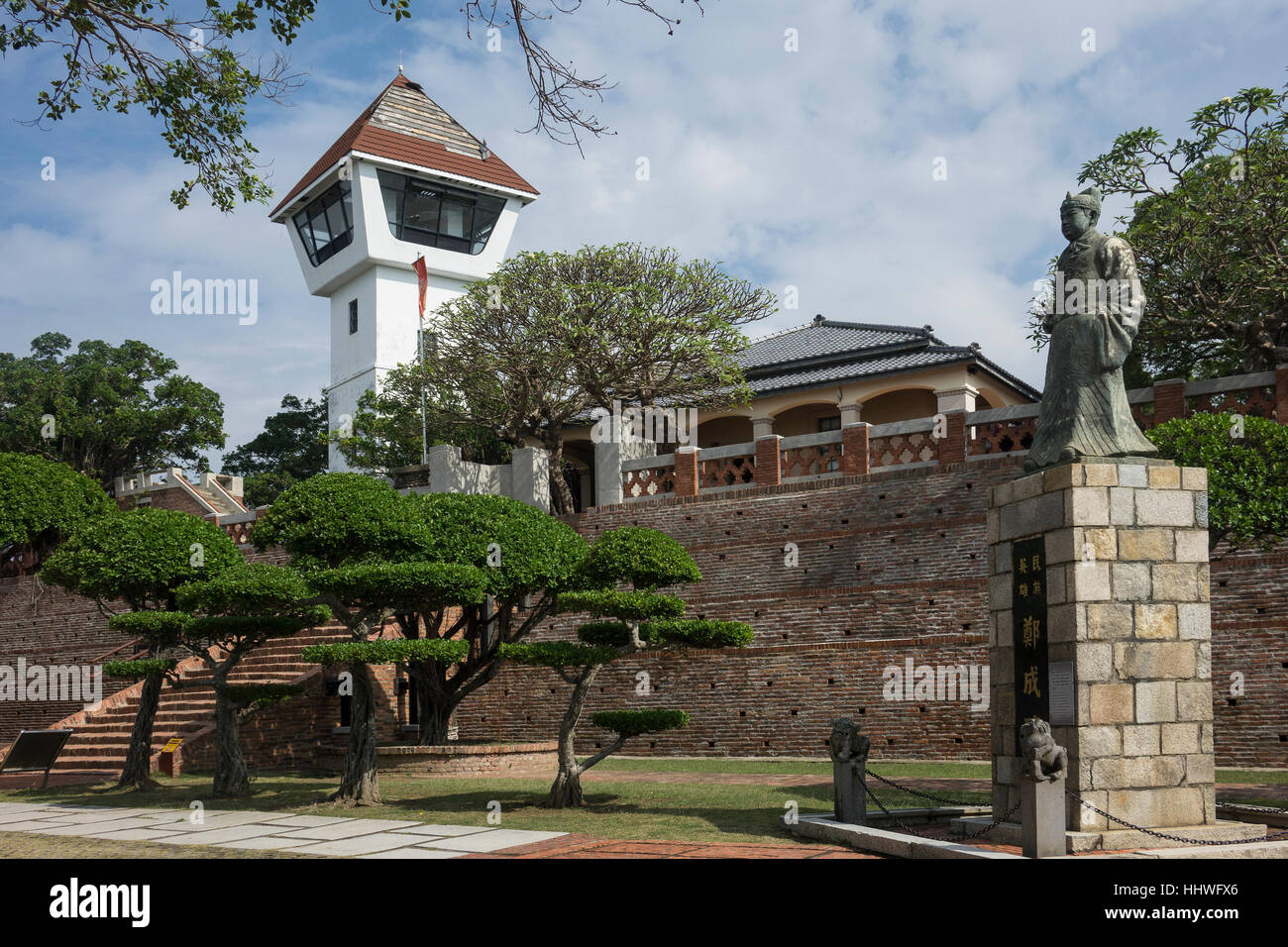 Taiwan, Tainan, Anping, Fort & Koxinga statua Foto Stock