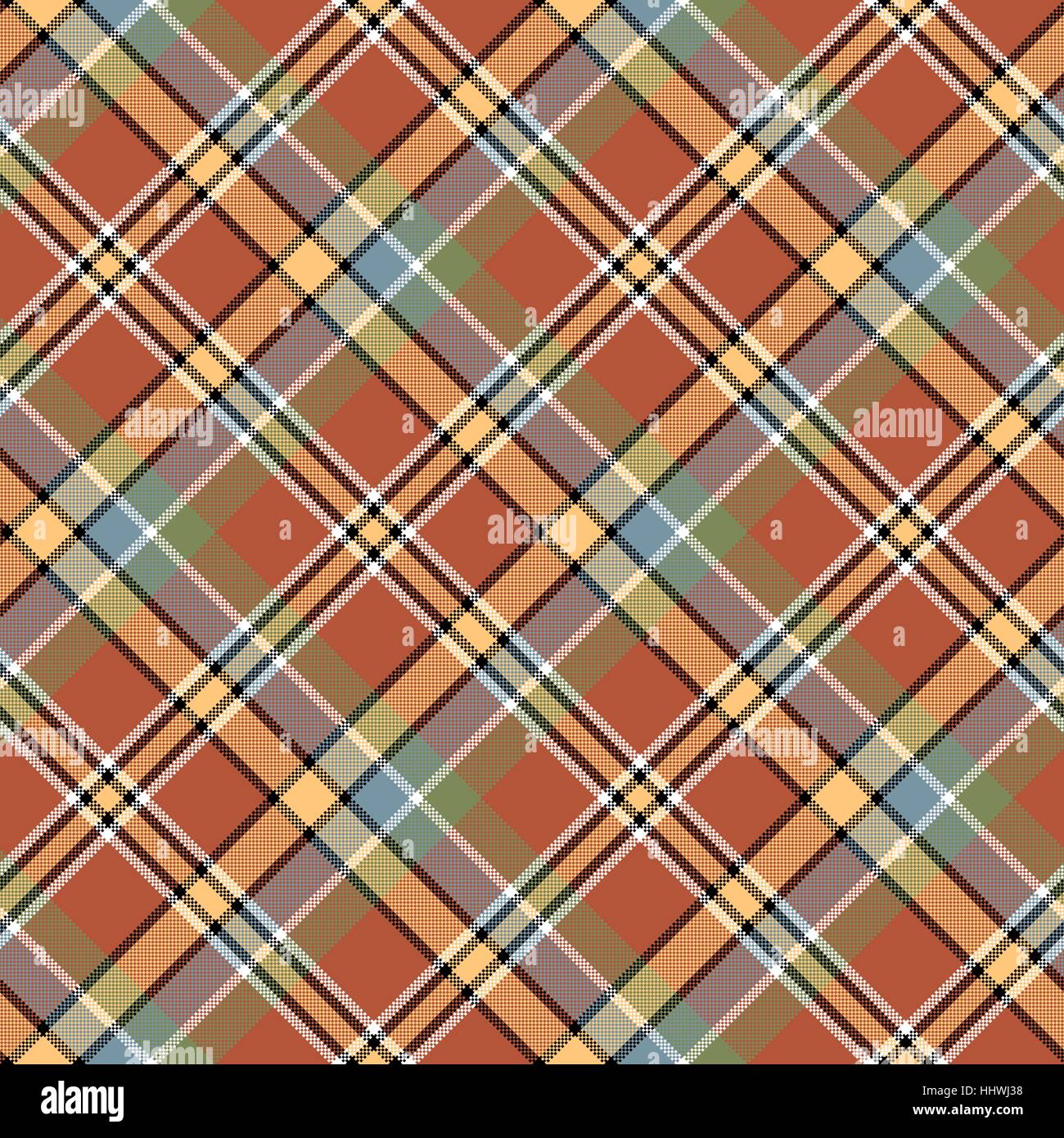 Marrone diagonale beige plaid pixeled seamless pattern. Illustrazione Vettoriale. Illustrazione Vettoriale