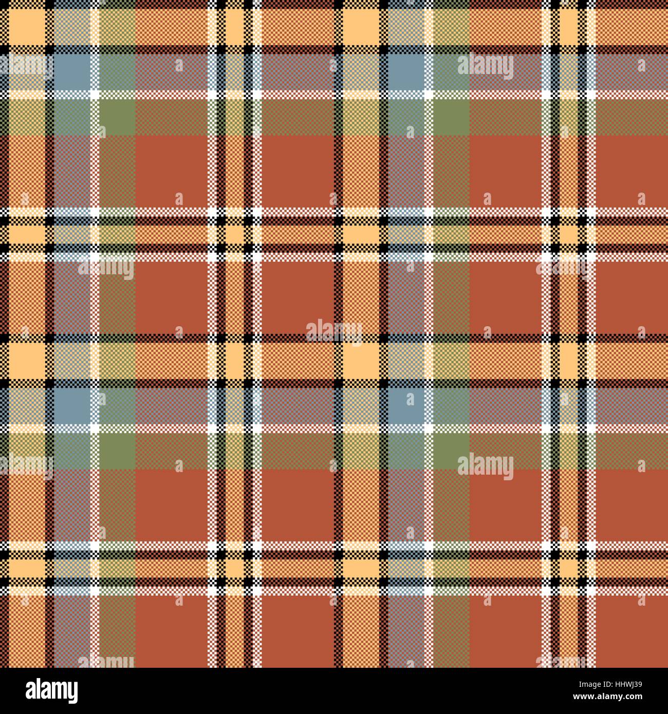 Marrone tessuto beige texture pixel quadrati seamless pattern. Illustrazione Vettoriale. Illustrazione Vettoriale