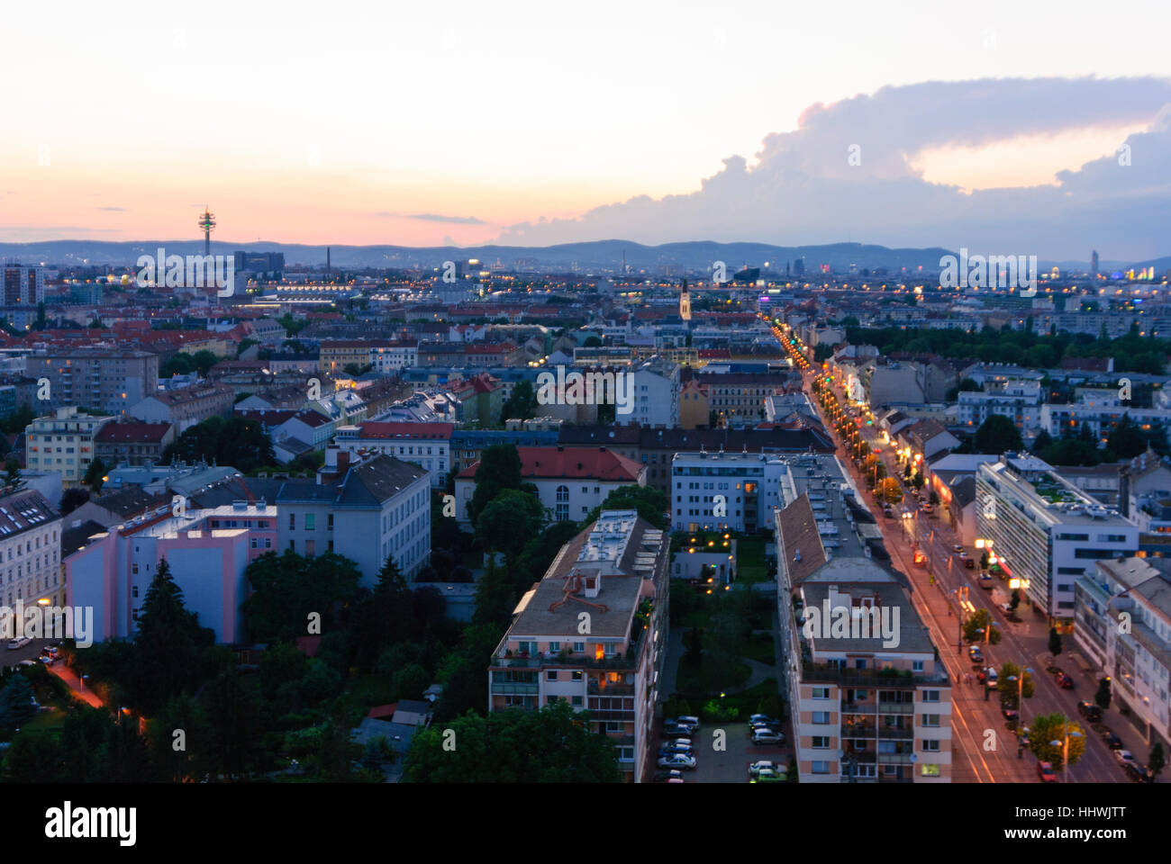 Wien, Vienna: vista dal grattacielo in Simmering per il centro della città, 00., Wien, Austria Foto Stock