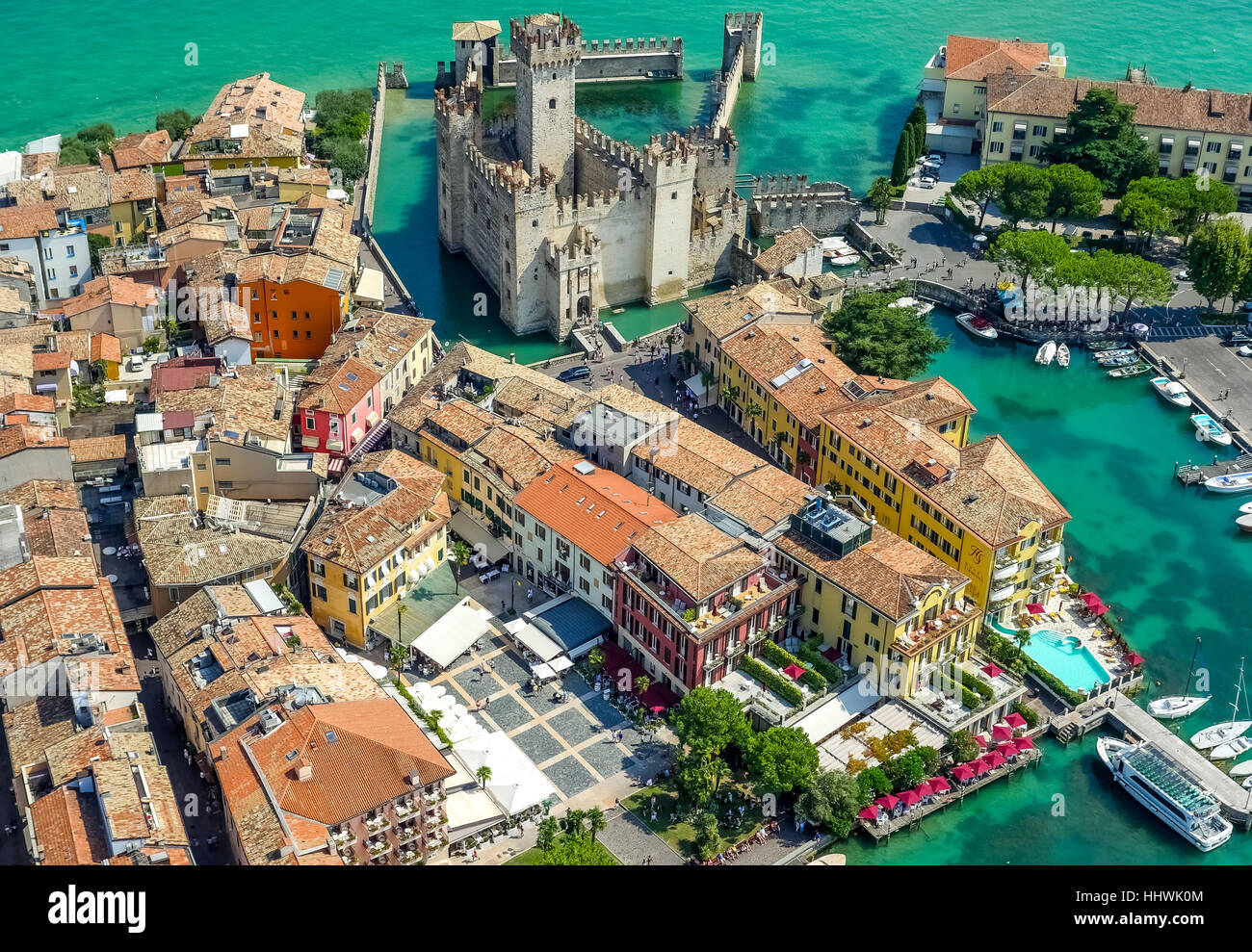 Castello Scaligero, Castello Scaligero, Sirmio penisola del Lago di Garda e Sirmione, Lombardia, Italia Foto Stock