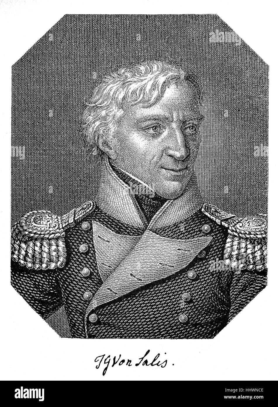Johann Gaudenz Gubert Graf und Freiherr von Salis-Seewis, Malans, 26 dicembre 1762; Malans, 29 gennaio 1834, è stato poeta svizzero, immagine storica o illustrazione, pubblicato 1890, digitale migliorato Foto Stock