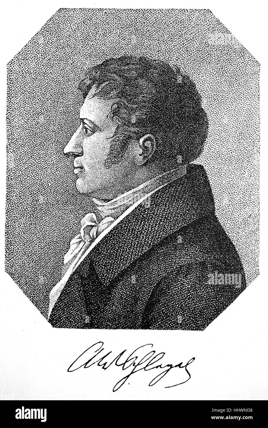 August Wilhelm Schlegel, 8 settembre 1767 - 12 maggio 1845, fu un poeta tedesco, traduttore e critico, immagine storica o illustrazione, pubblicato 1890, digitale migliorata Foto Stock