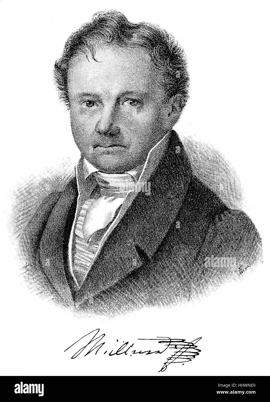 Amandus Gottfried Adolf Muellner,18 Ottobre 1774 - 11 giugno 1829, un critico tedesco e poeta drammatico, immagine storica o illustrazione, pubblicato 1890, digitale migliorata Foto Stock