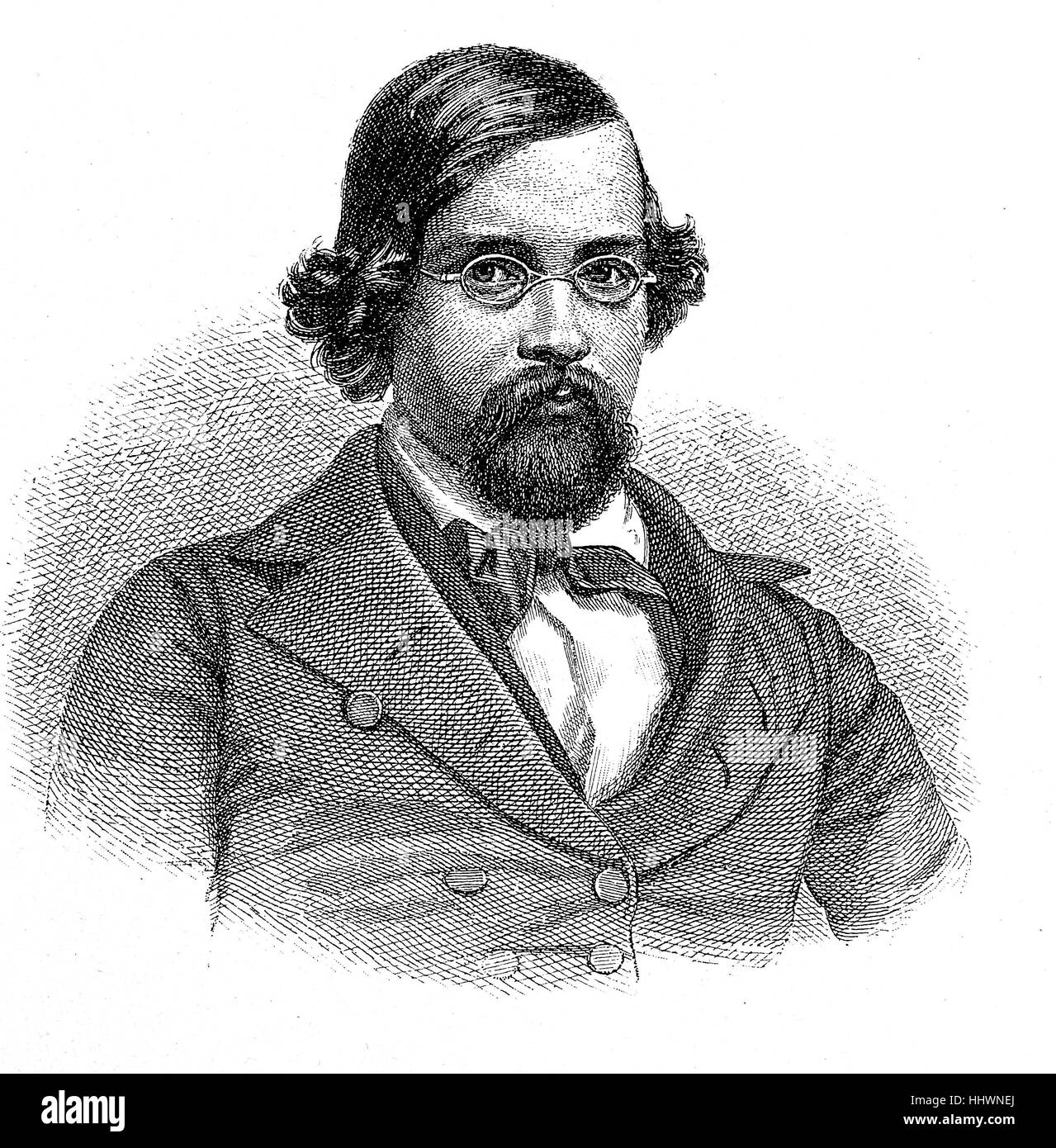Robert Eduard Prutz, 30 maggio 1816 - 21 giugno 1872, fu un poeta tedesco e prosatore, immagine storica o illustrazione, pubblicato 1890, digitale migliorata Foto Stock