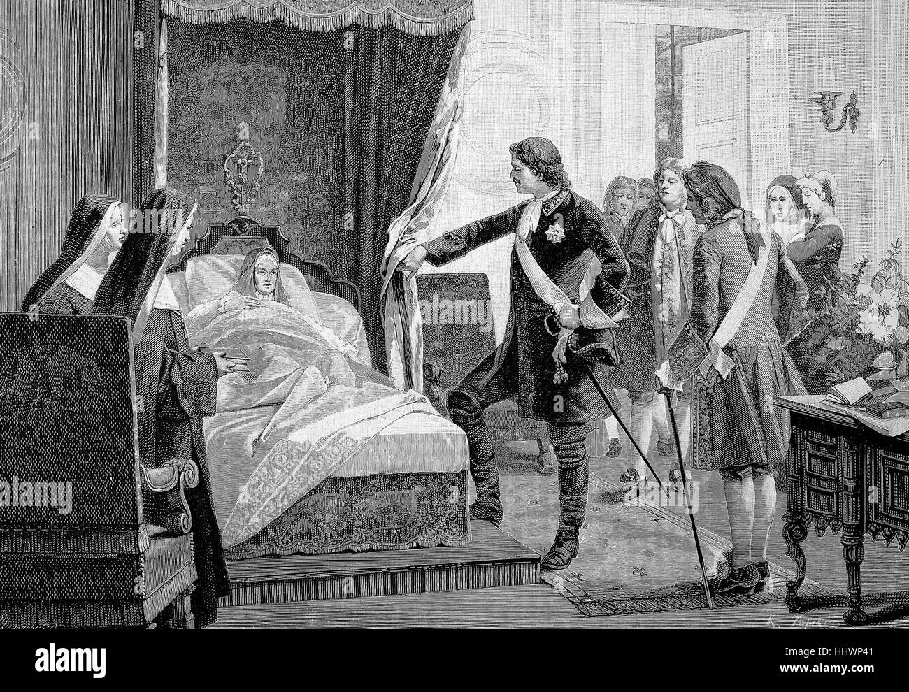 Pietro il Grande a visitare Madame de Maintenon, Francia, immagine storica o illustrazione, pubblicato 1890, digitale migliorata Foto Stock