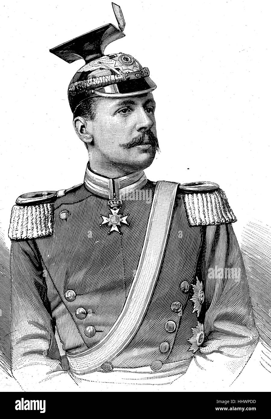 Friedrich, principe di Waldeck e Pyrmont, Friedrich Adolf Hermann Prinz zu Waldeck und Pyrmont; 20 Gennaio 1865 - 26 maggio 1946, fu l'ultimo principe regnante di Waldeck e Pyrmont dal 12 maggio 1893 al 13 novembre 1918', immagine storica o illustrazione, pubblicato 1890, digitale migliorata Foto Stock