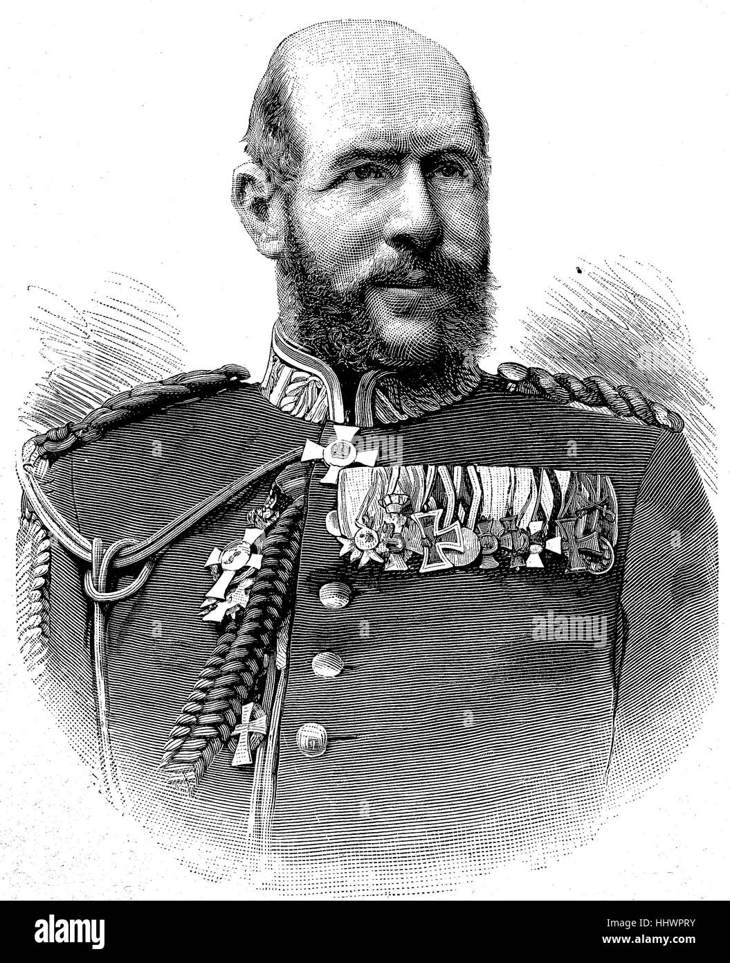 Adolph Freiherr von Asch zu Asch auf Oberndorff, 30 Ottobre 1839 - 18 febbraio 1906, è stato bavarese luogotenente generale e ministro della guerra dal 5 giugno 1893 al 4 aprile 1905, immagine storica o illustrazione, pubblicato 1890, digitale migliorata Foto Stock