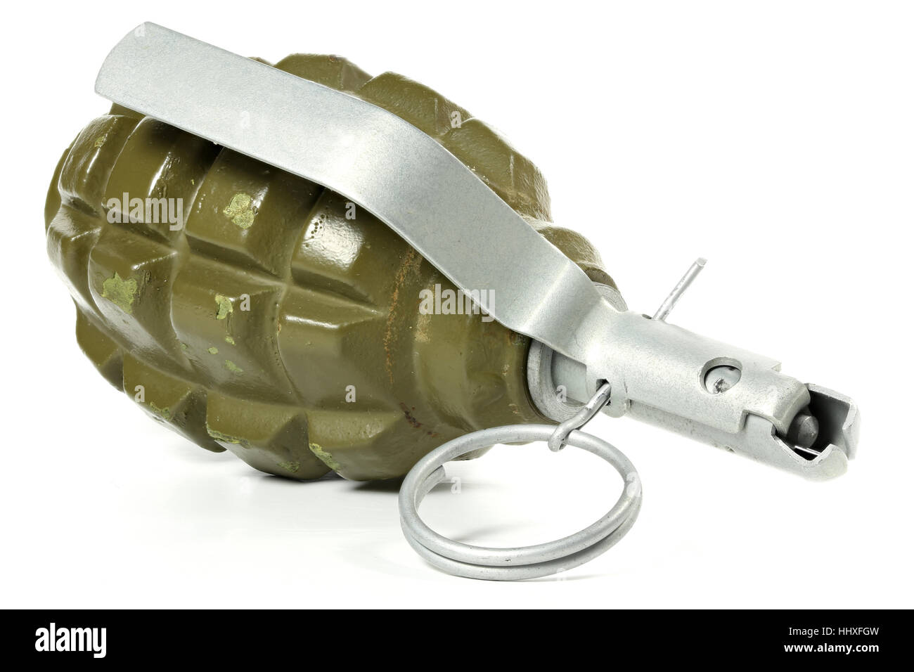 Hand Grenade isolati su sfondo bianco Foto Stock