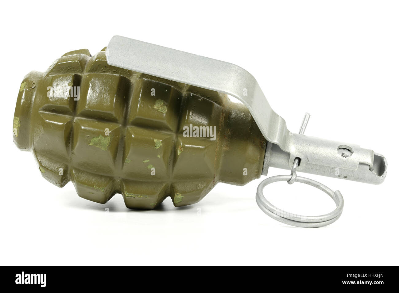 Hand Grenade isolati su sfondo bianco Foto Stock