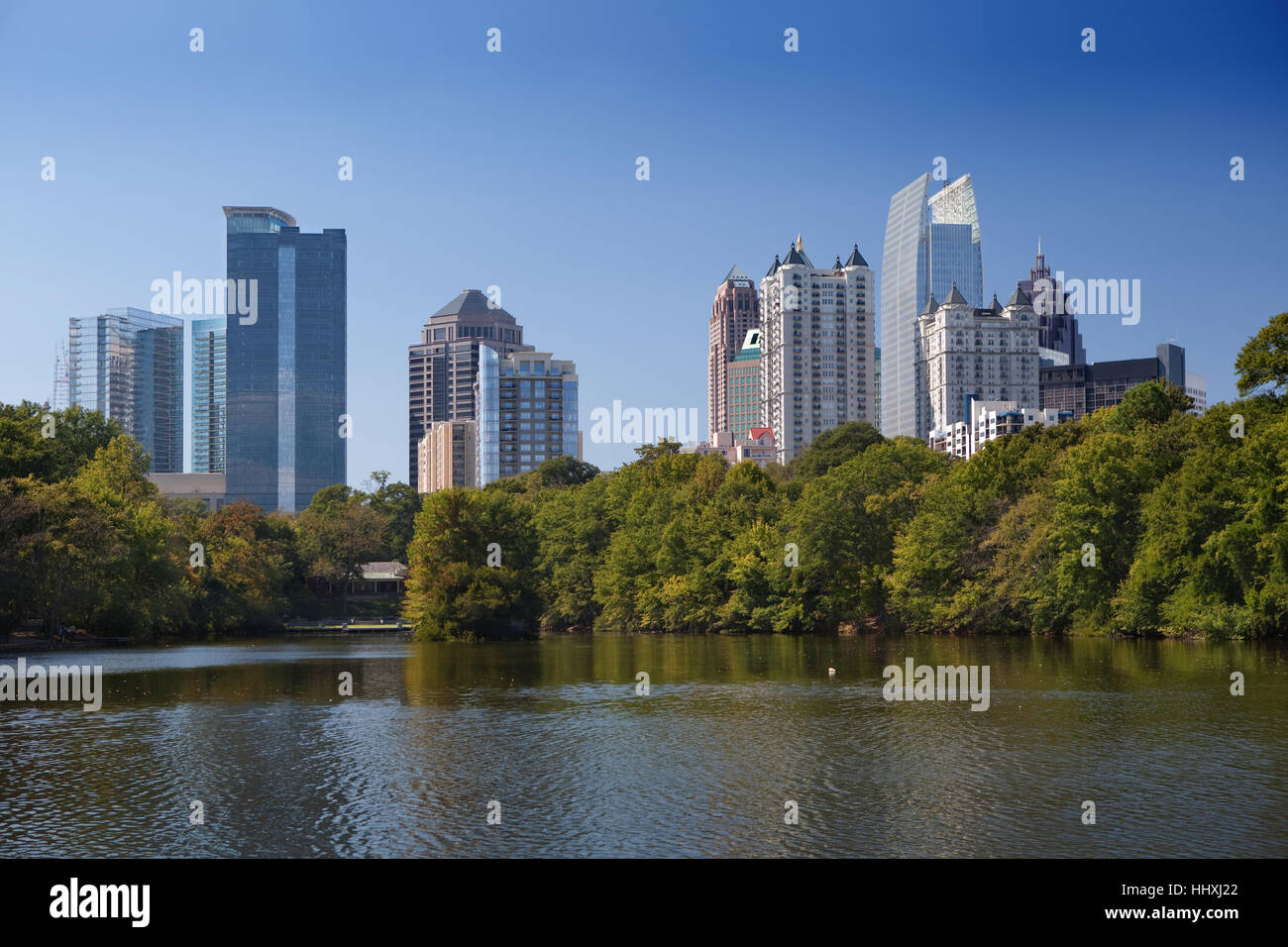 Downtown Atlanta, vista dal parco piemontese Foto Stock