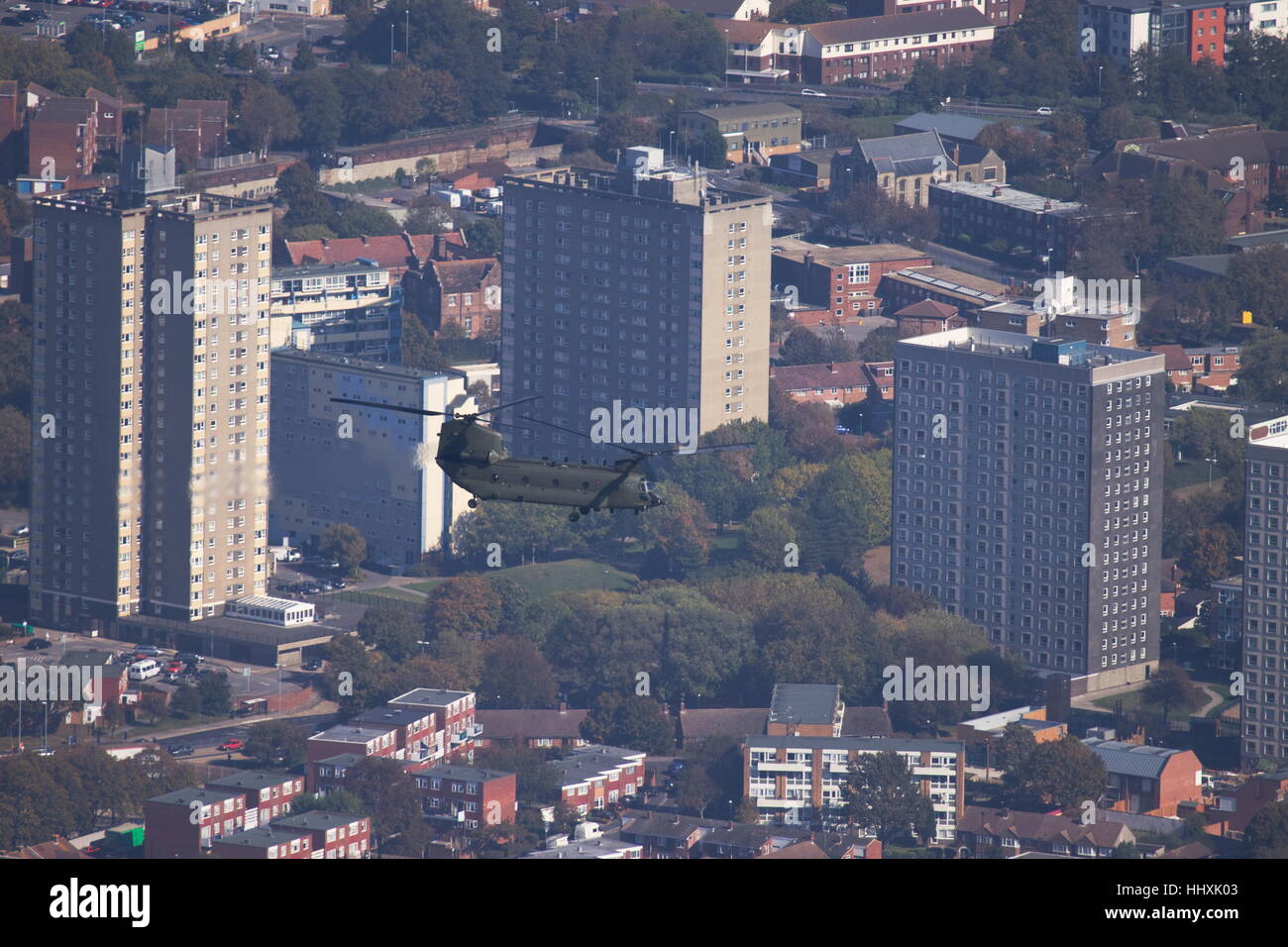 La Chinook Sorvolare Southampton Hampshire Inghilterra Foto Stock
