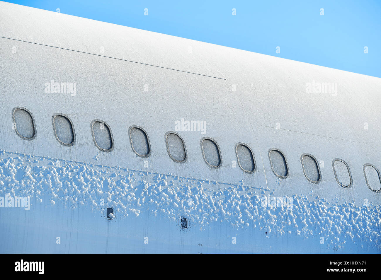 Lufthansa, Boeing, B 340-600, windows, Cabina, parafango, ghiaccio, neve, lo sbrinamento, freddo, meteo, clima, de ciliegina, sbrinamento Foto Stock