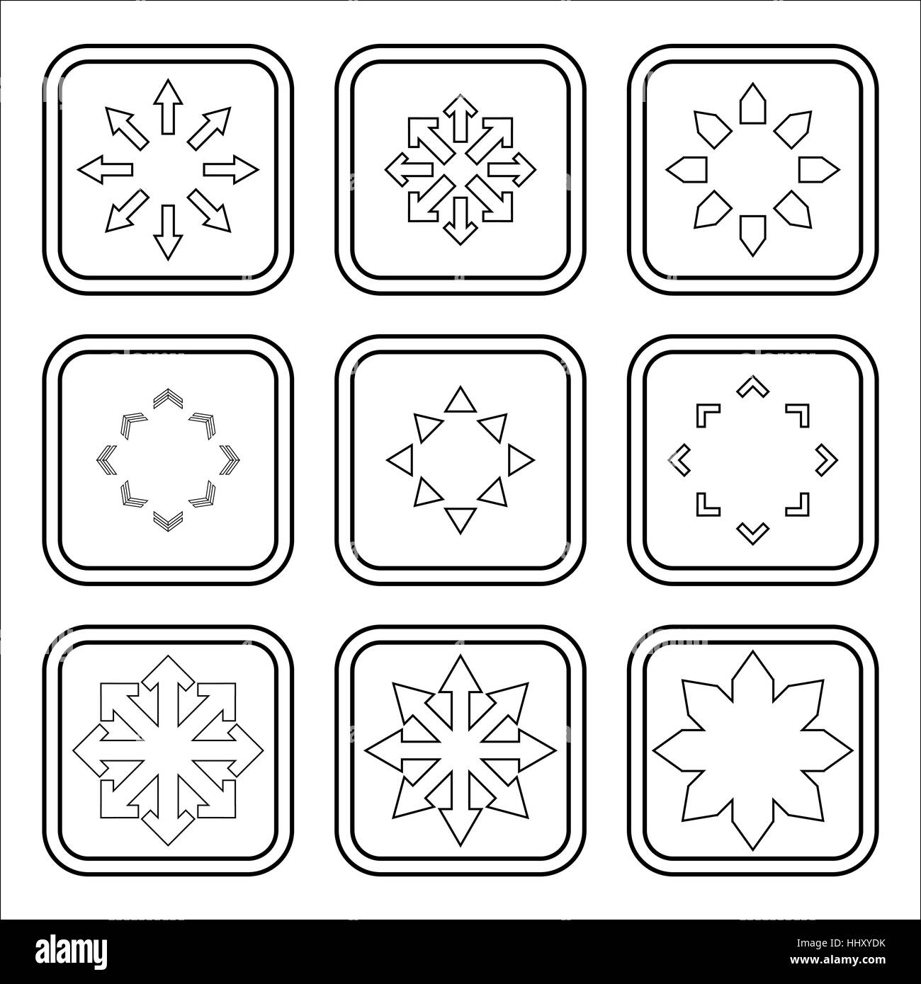 Segni di linea per lo zoom. Freccia del vettore per il tratto illustrazione immagine Foto Stock