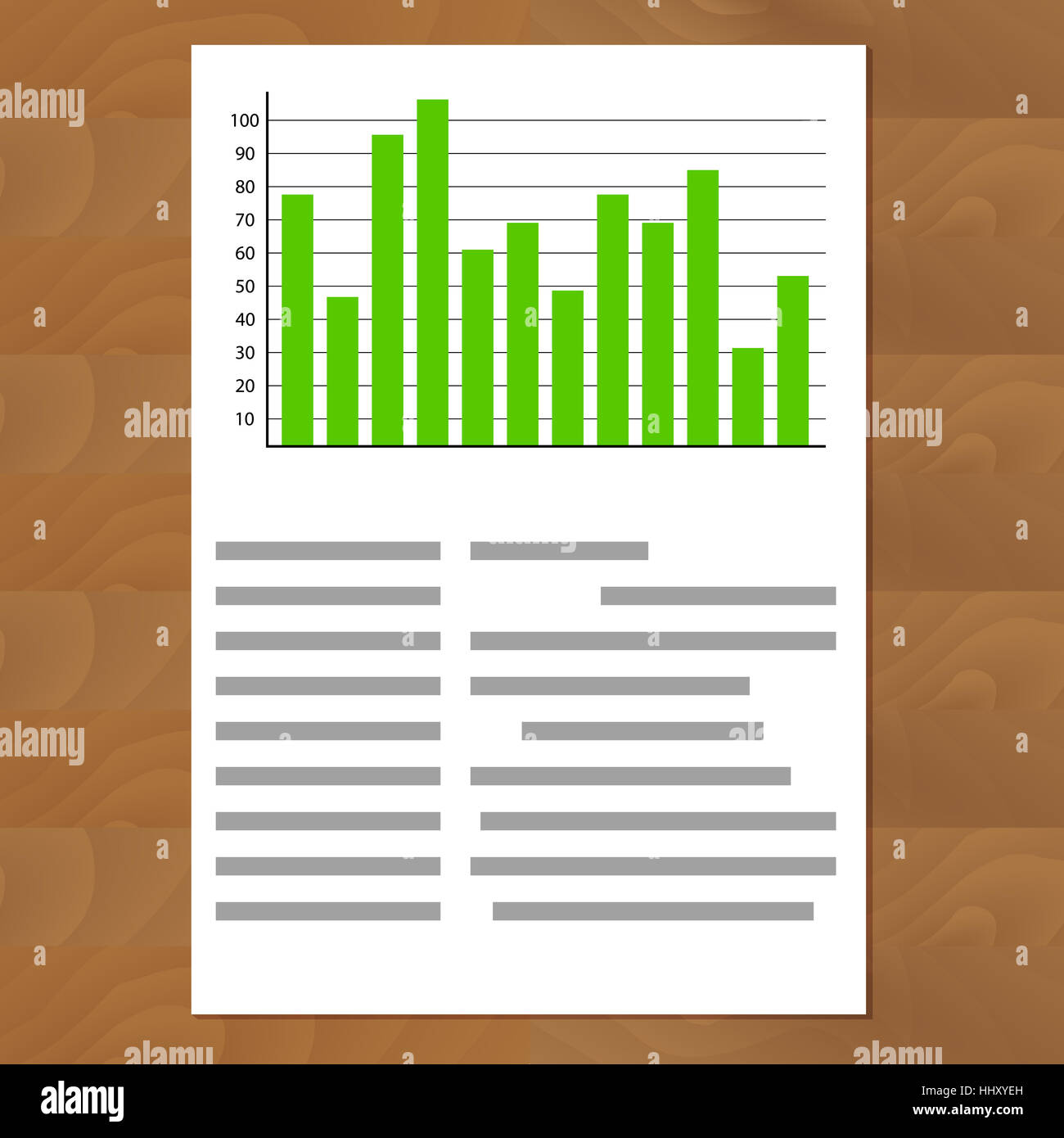 Tabella di pianificazione sulla tabella vettore. Visualizzazione economico informazioni, business report grafico illustrazione Foto Stock