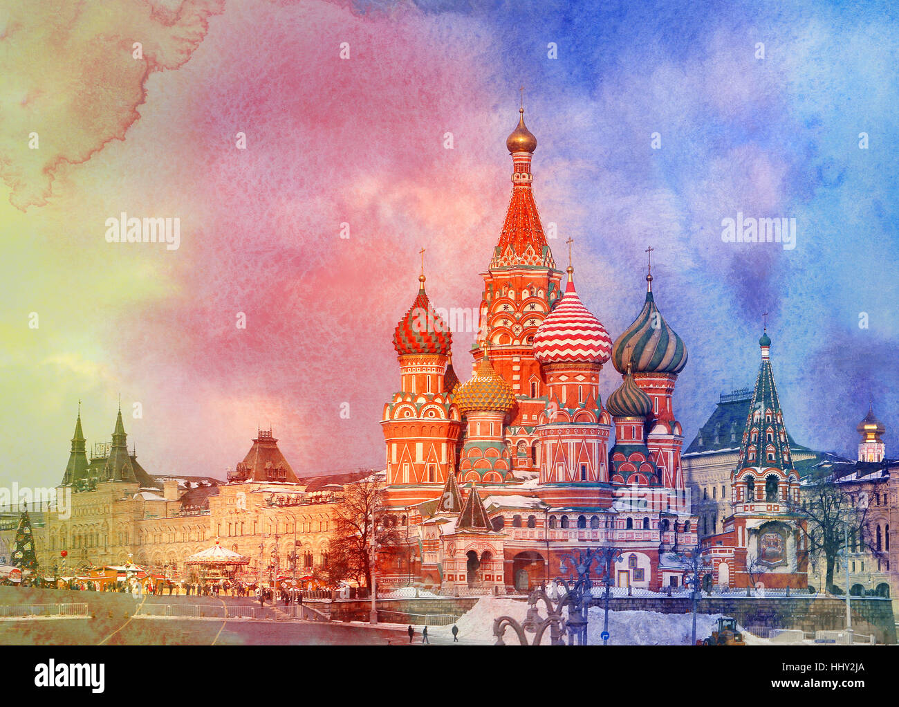 Foto luminose bel St basilici Cattedrale del Cremlino di Mosca Foto Stock