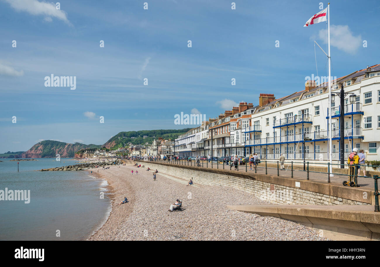 Gran Bretagna, Sud Ovest Inghilterra, East Devon, Sidmouth, Vista della Spianata e di fronte alla spiaggia Foto Stock