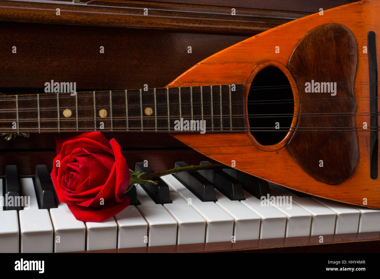 Rose e il mandolino Foto Stock