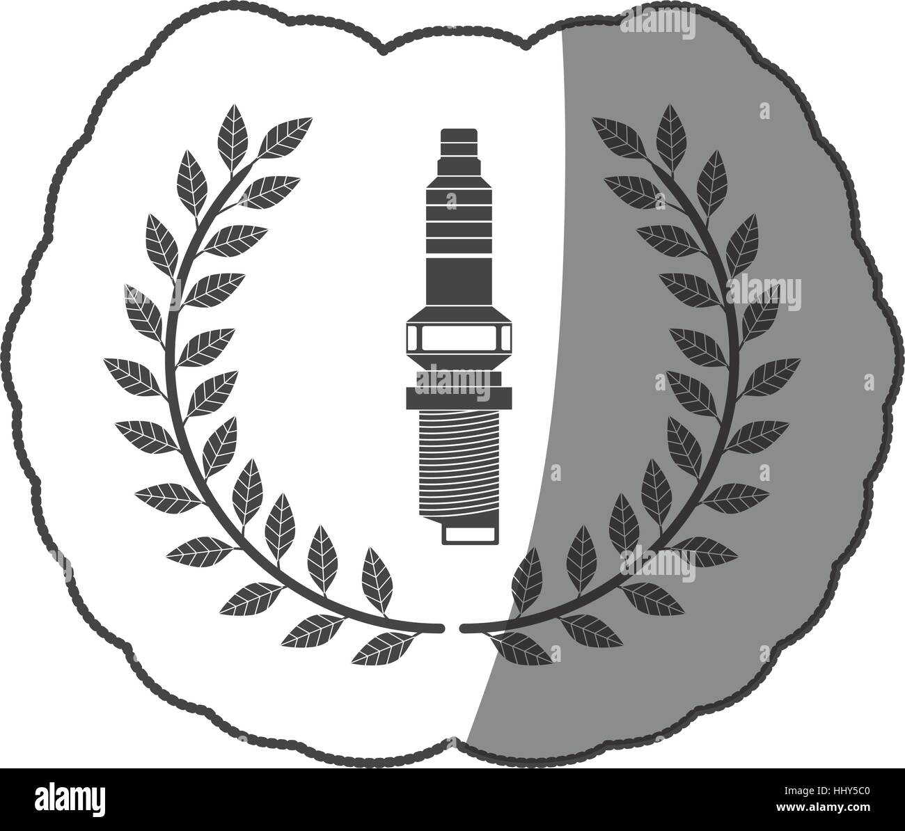 Candela adesivo monocromatico con olive branch e metà ombreggiati illustrazione vettoriale Illustrazione Vettoriale