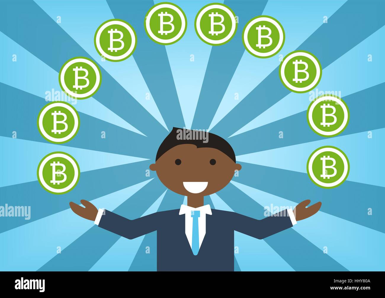 Bitcoin milionario illustrazione vettoriale come esempio di successo nel settore della tecnologia Illustrazione Vettoriale