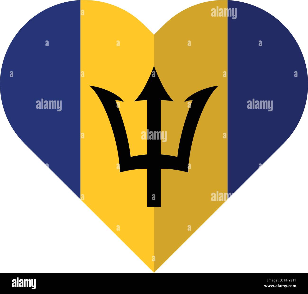 Immagine vettoriale delle Barbados piatto bandiera di cuore Illustrazione Vettoriale