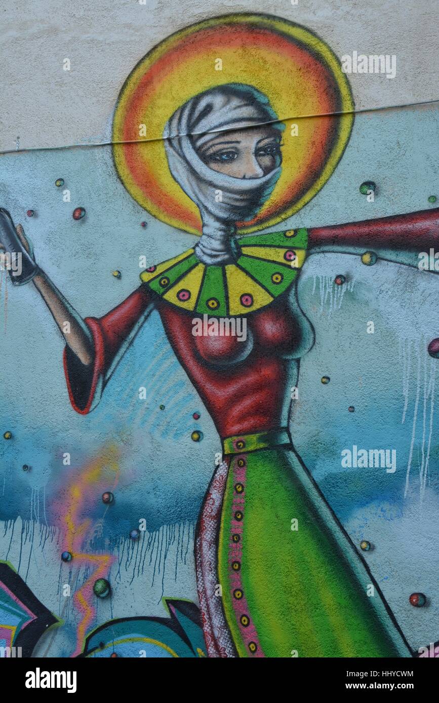 Signora musulmana arte dei graffiti Foto Stock