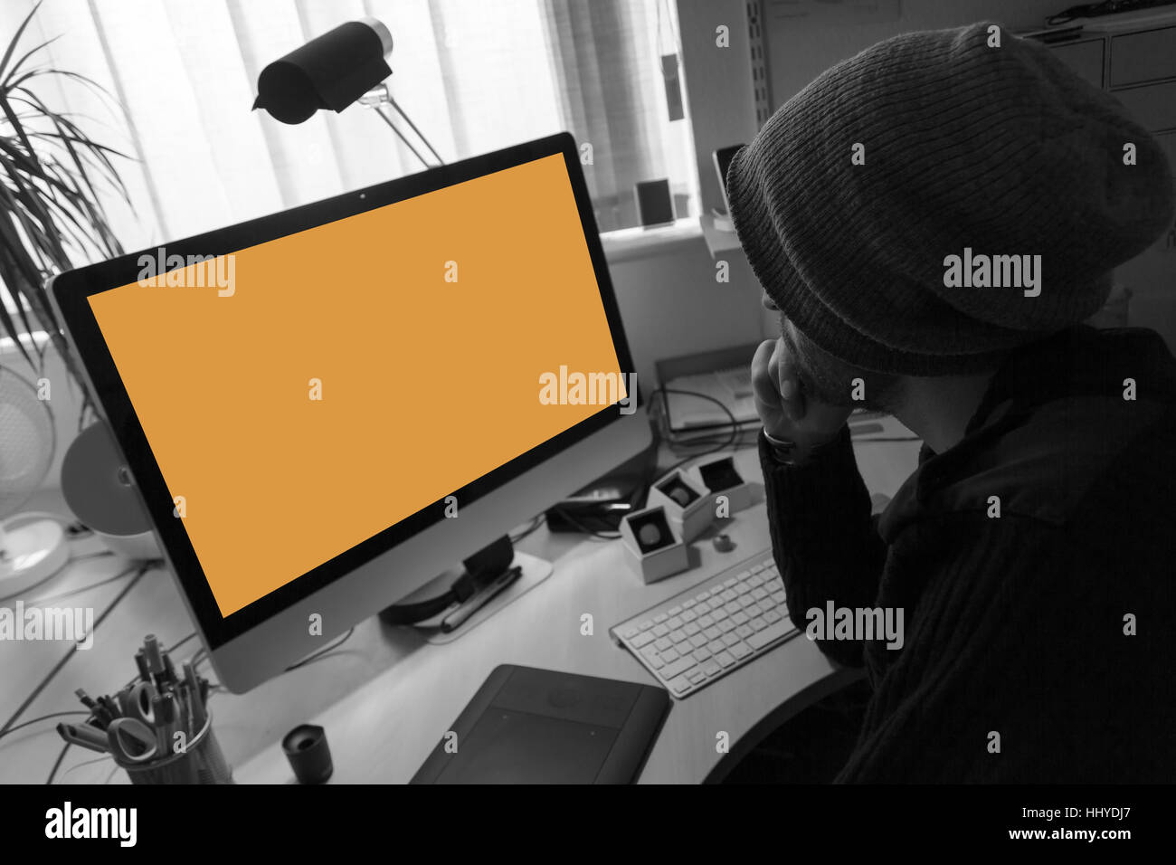 La creatività non è sempre facile. Questa immagine illustra quanto sia difficile può essere come un illustratore, graphic designer, fotografo o di web designer per andare avanti Foto Stock