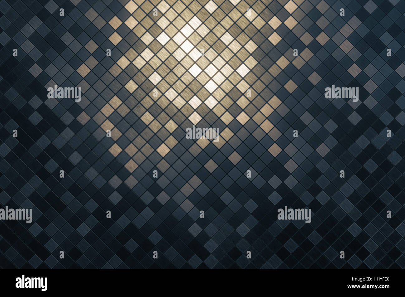 Mosaico metallico quadrato sullo sfondo del modello Foto Stock