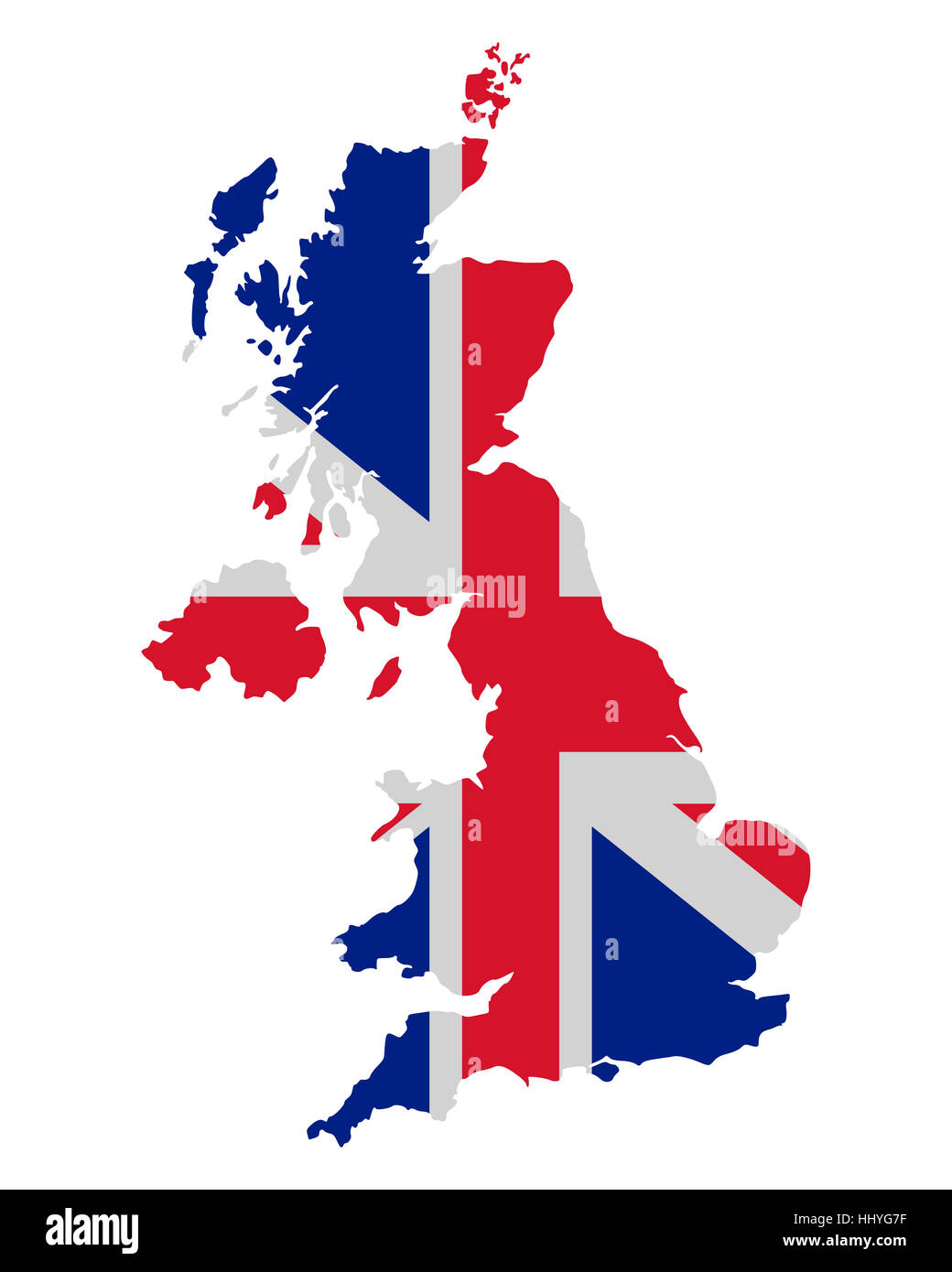 Karte und Fahne von Großbritannien Foto Stock