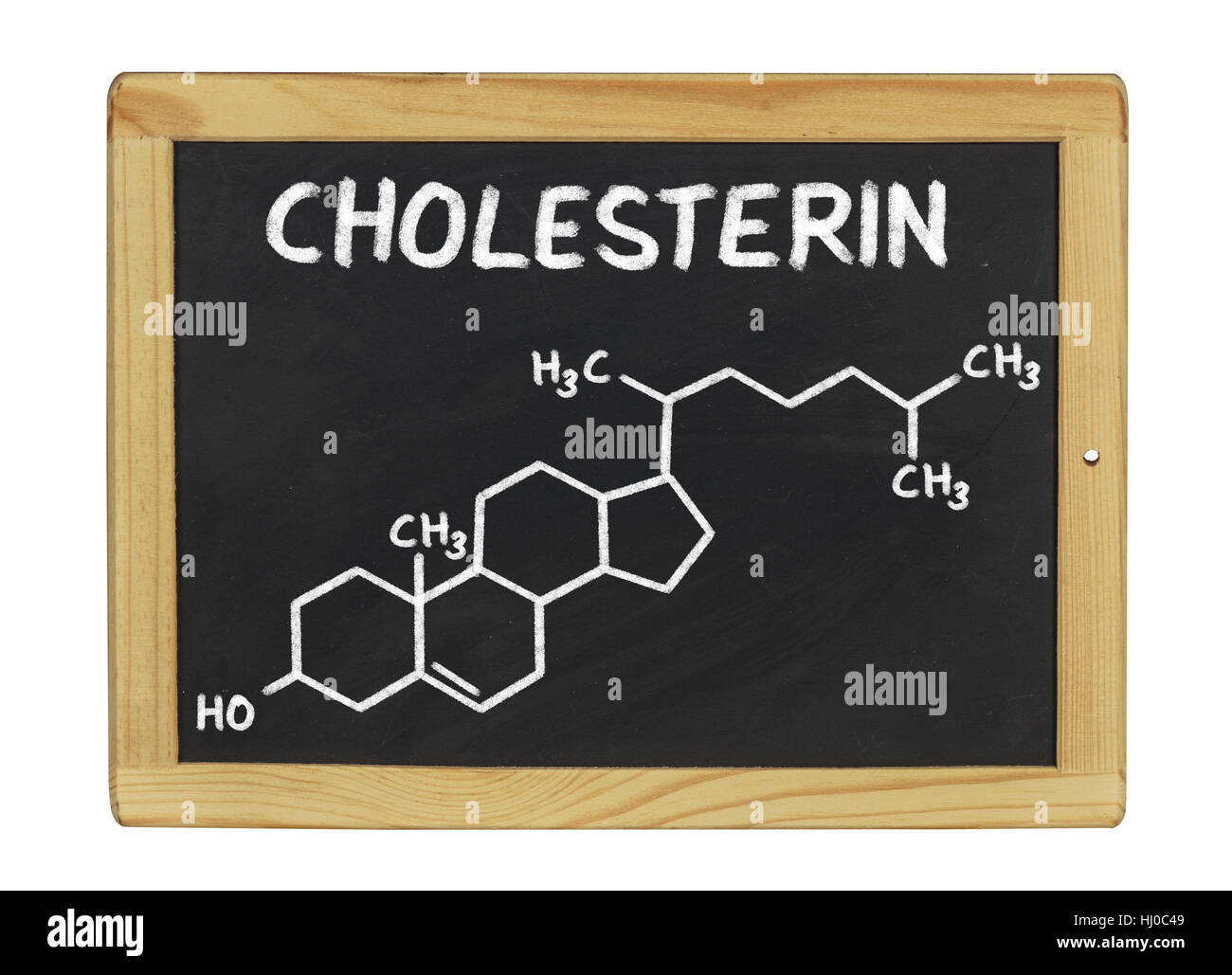 Chimica formula strutturale del colesterolo sulla lavagna Foto Stock