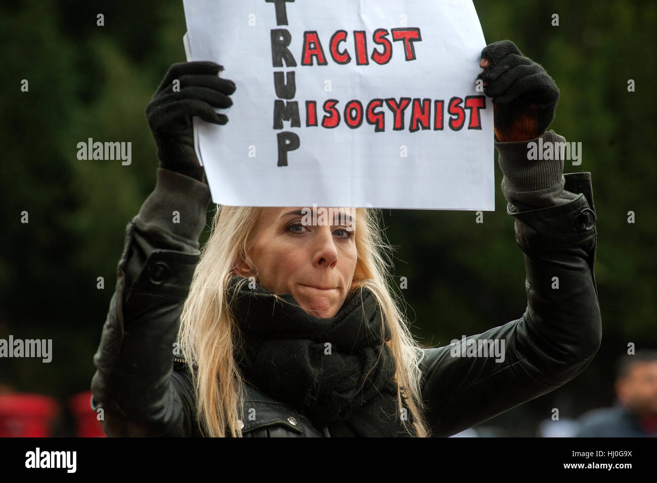 Cambridge, Regno Unito. Il 21 gennaio, 2017. Dimostrazione di Cambridge, Inghilterra, Regno Unito contro le politiche di recente installato presidente Trump negli Stati Uniti. Cambridge Inghilterra UK 21 gennaio 2017 Credit: BRIAN HARRIS/Alamy Live News Foto Stock