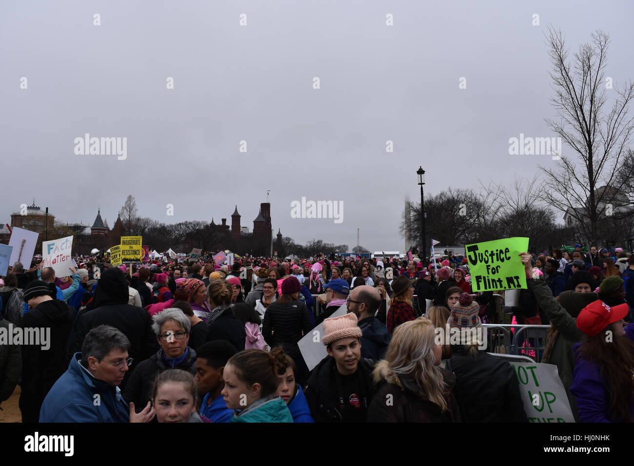 Washington, Stati Uniti d'America. Xxi Jan 2017. Manifestanti marzo nelle donne il marzo su Washington di Washington DC Credito: Carlos Romero Talamas/Alamy Live News Foto Stock