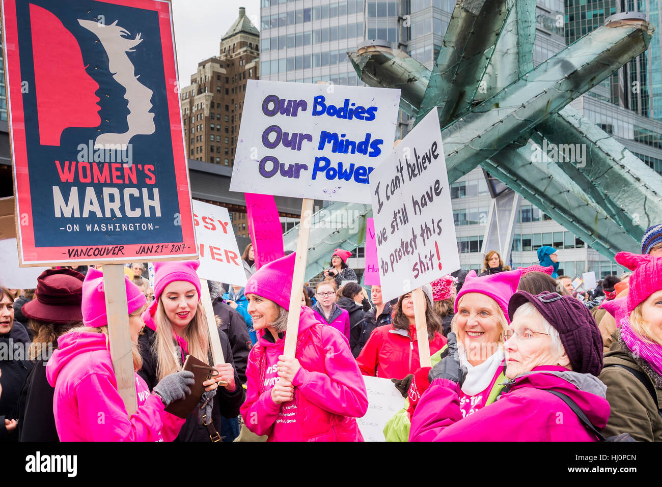 Vancouver Women's March, Vancouver, British Columbia, Canada. Foto Stock