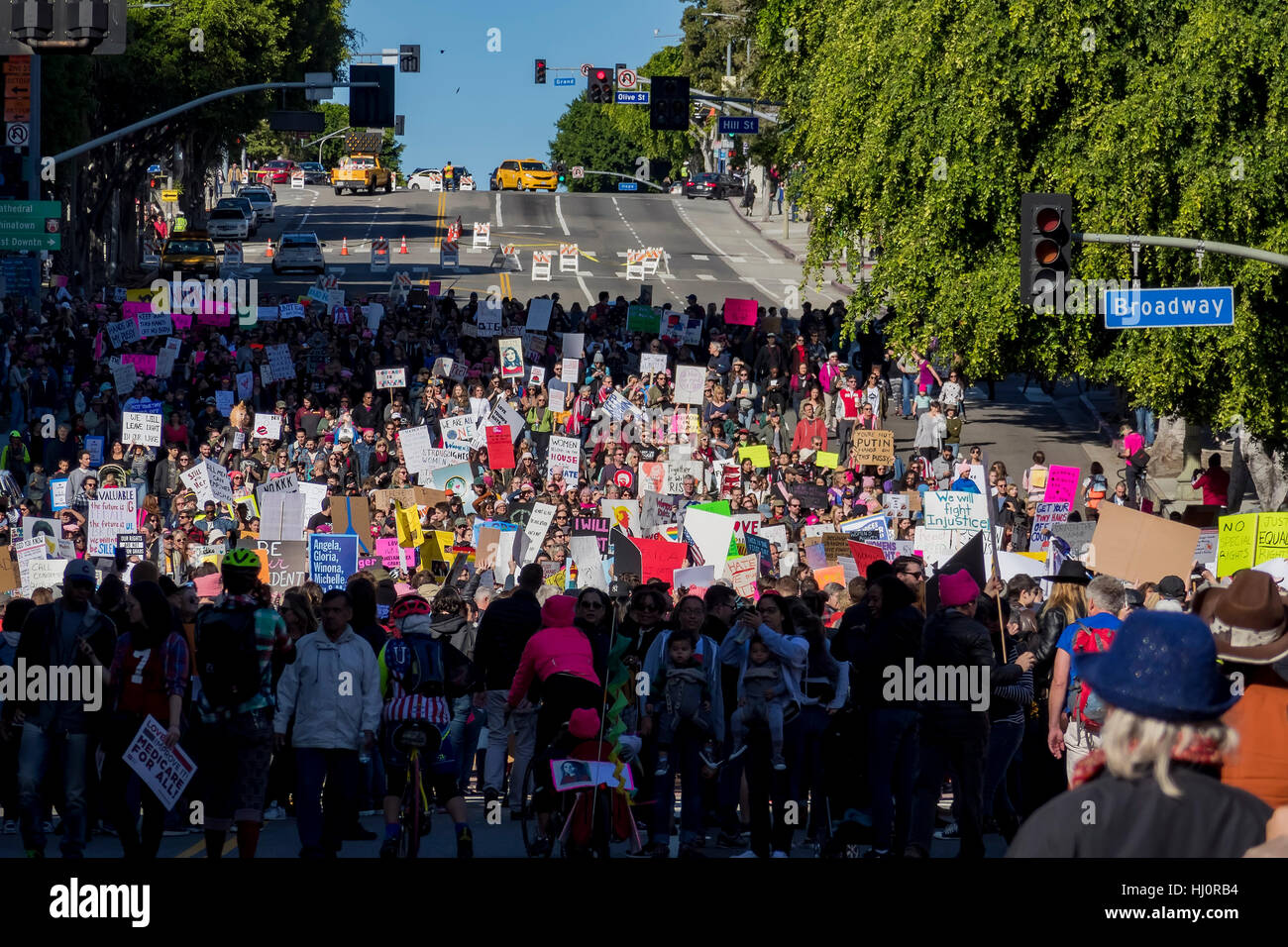 Los Angeles, California, USA. Il 21 gennaio, 2017. Los Angeles, Stati Uniti d'America. Xxi gen, 2017. Speciale Donne marzo evento e manifestanti in Los Angeles, California. Credito: Chon Kit Leong/Alamy Live News Credit: Kit Chon Leong/Alamy Live News Foto Stock