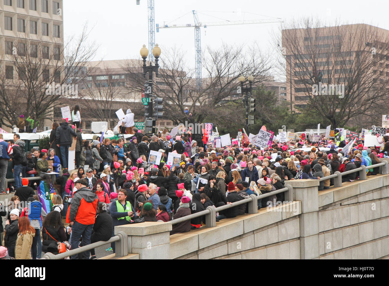Washington, DC, Stati Uniti. Xxi gen, 2017. Le donne di marzo su Washington. Credito: Susan Pease/Alamy Live News Foto Stock