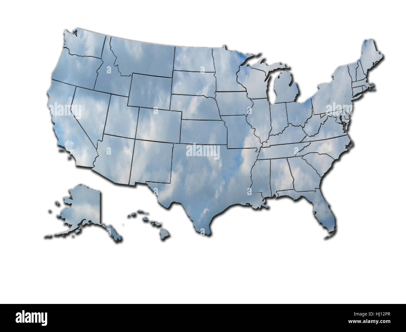 Colore, Stati Uniti d'America, America, silhouette, territorio, colore, Mappa, Atlas, mappa del Foto Stock