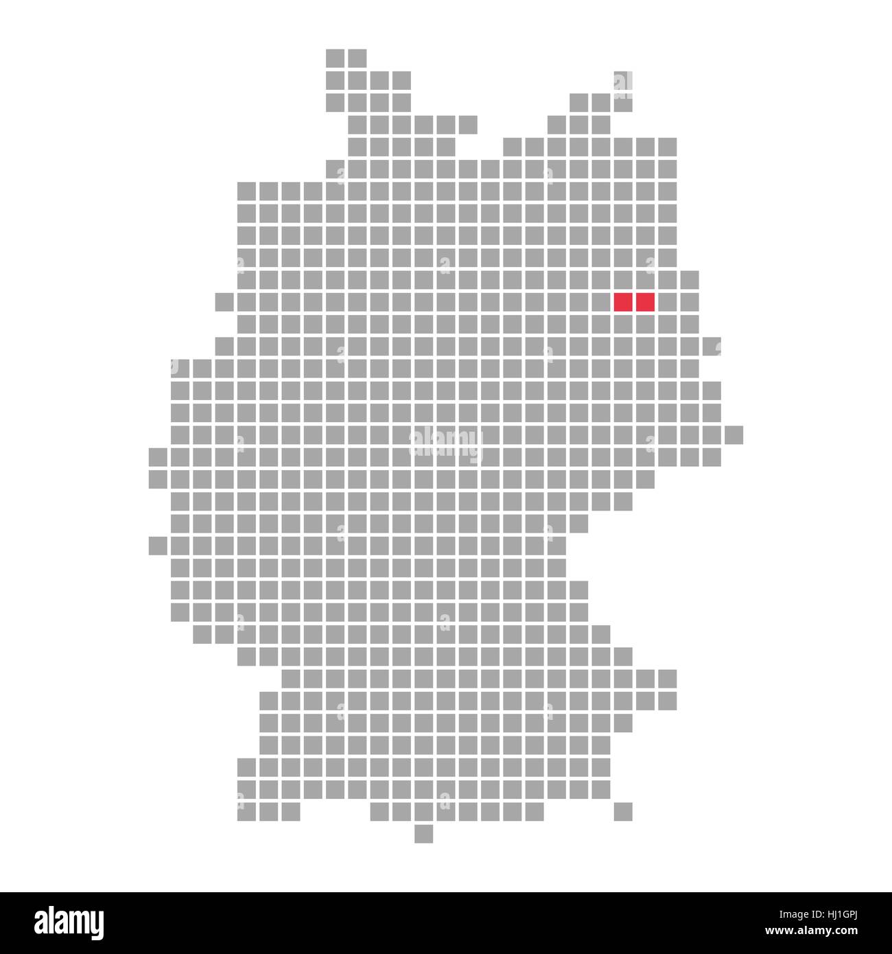 Berlino, la scheda Stato, mappa della Germania, isolato, opzionale, grafica, vuoto, Foto Stock