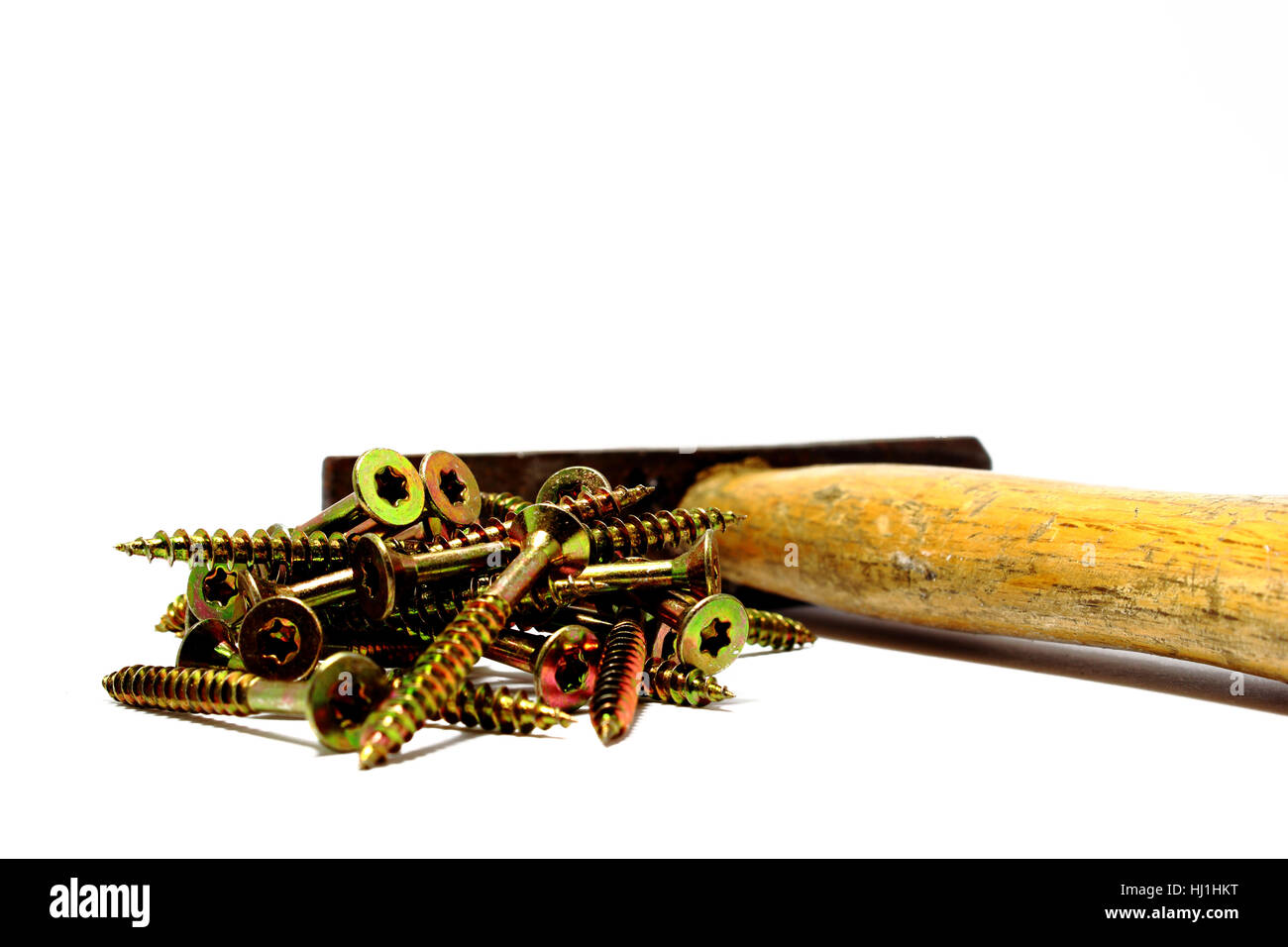 Vite, metallo, ottone, fai-da-te appassionato, slitte, falso snaky, martello, Foto Stock