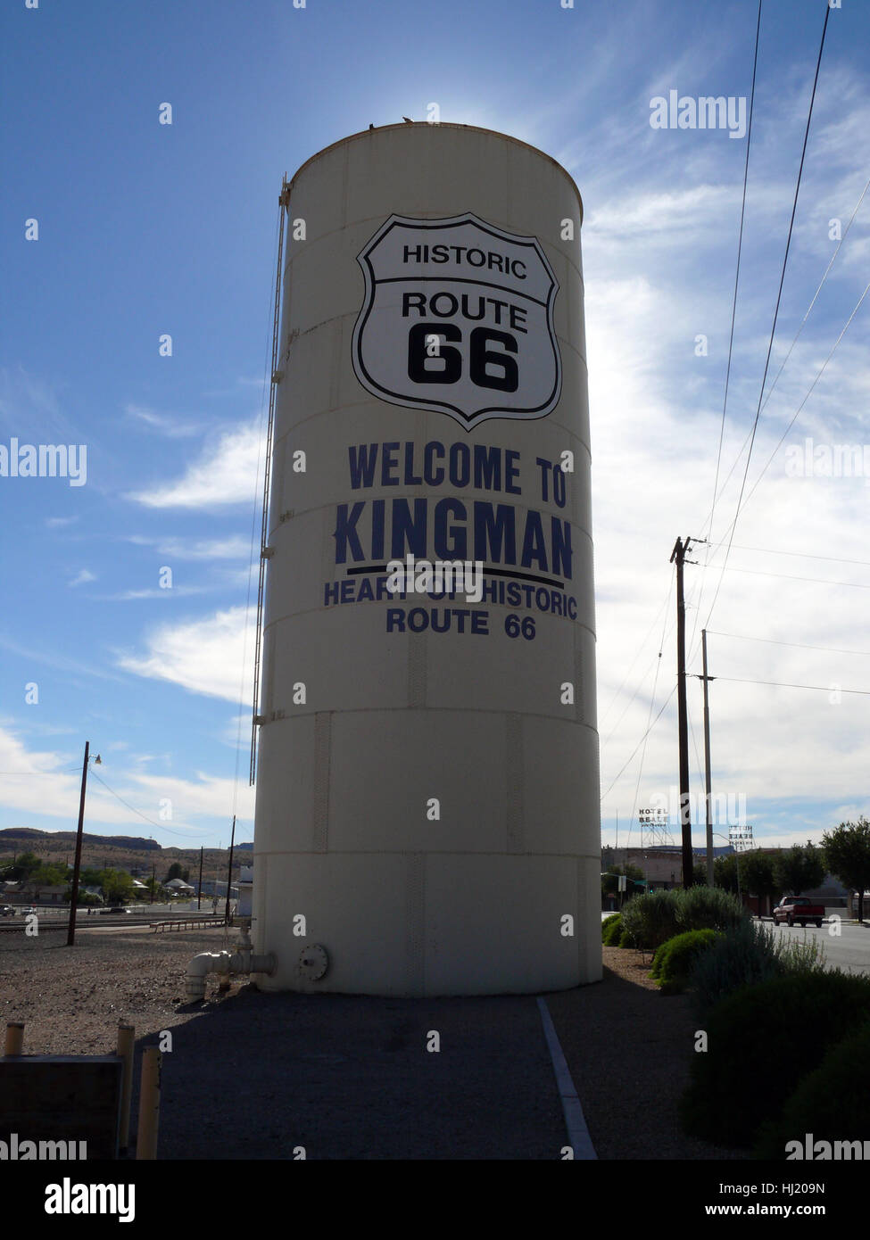 America, sulla strada, itinerario, Arizona, mito, serbatoio, segno, segnale, tower Foto Stock